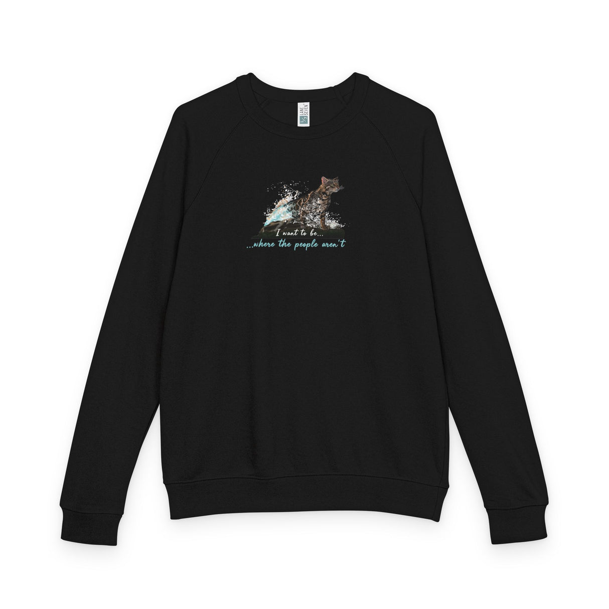 Purrmaid Flounder Raglan Crewneck — “I Want to Be Where the People Aren’t”