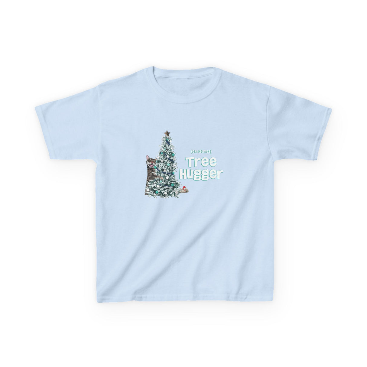 Kids Tee Christmas Tree Hugger Flounder the Purrmaid Design