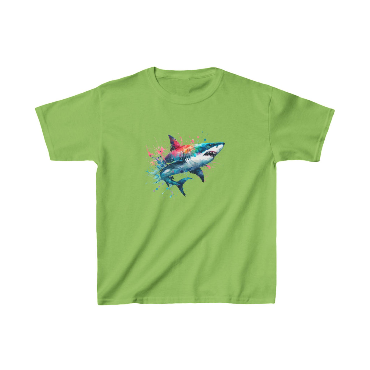 Colorful Shark Kids Tee - Watercolor Youth Shirt for Boys and Girls