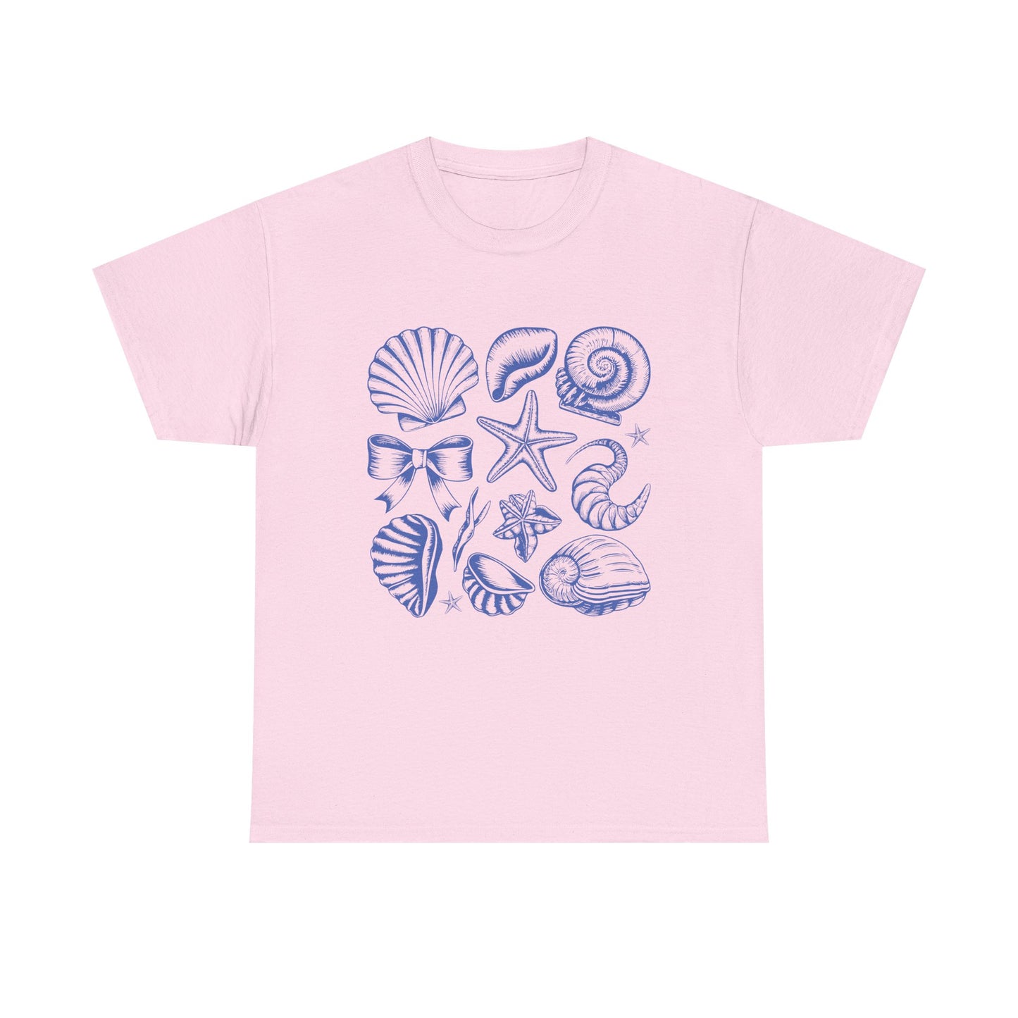 Blue Coastal Coquette Shell Cotton T-Shirt