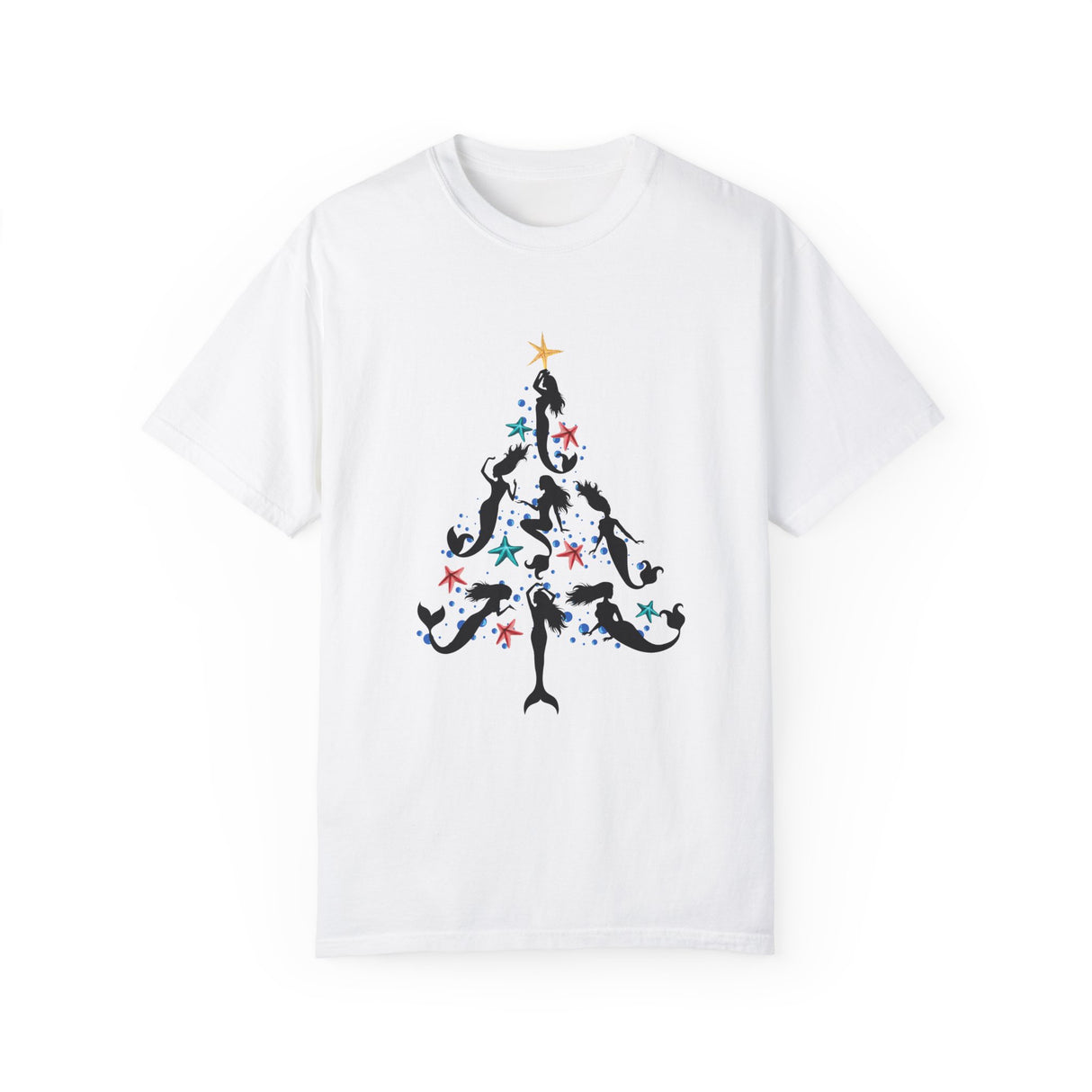Mermaid Christmas Tree Comfort Colors t-shirt in white