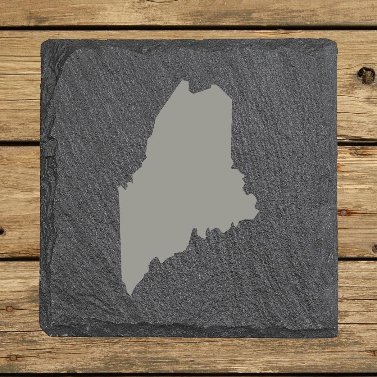 Maine Slate Coaster Set – Engraved Natural Stone (Set of 4)