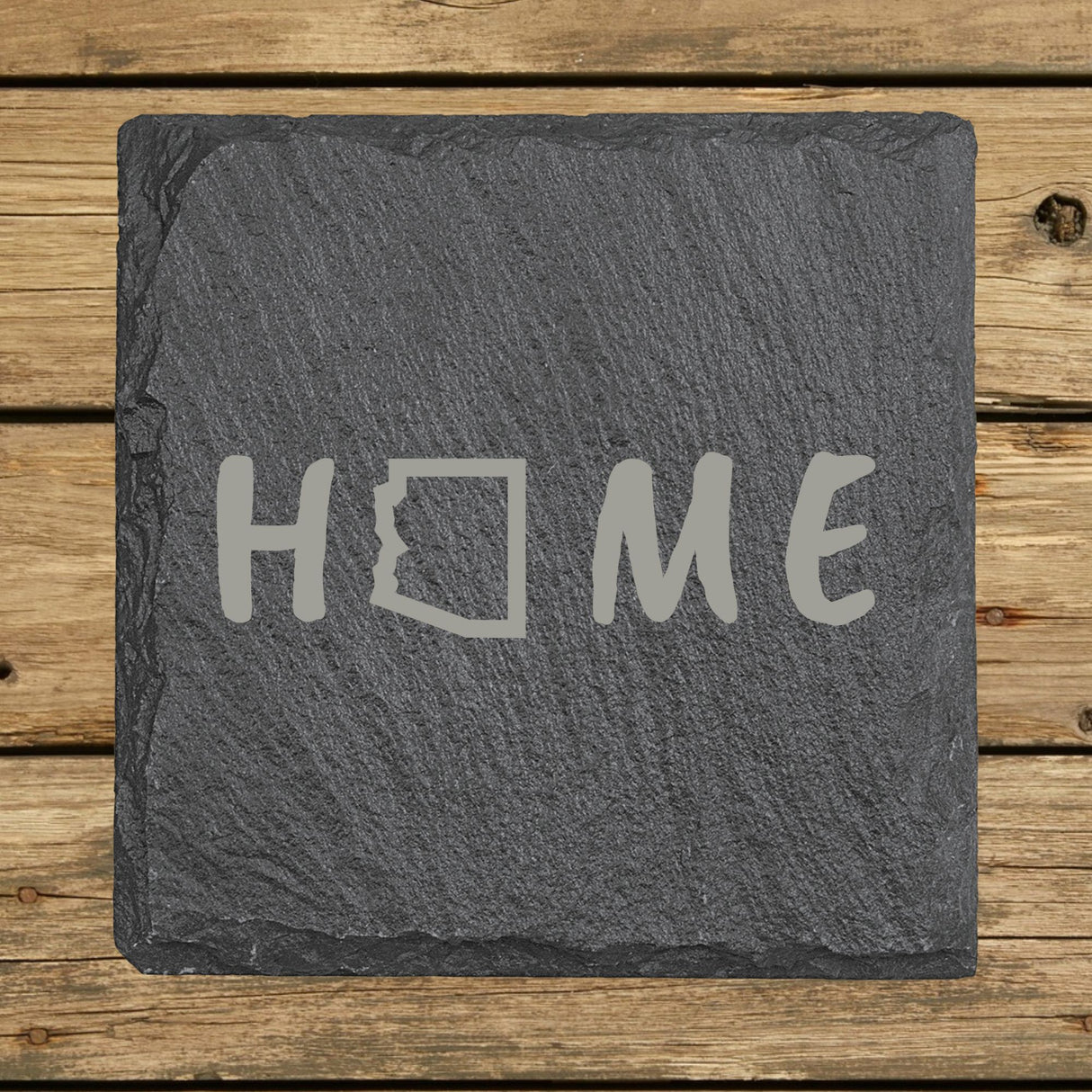 Arizona Slate Coaster Set – Engraved Natural Stone (Set of 4)