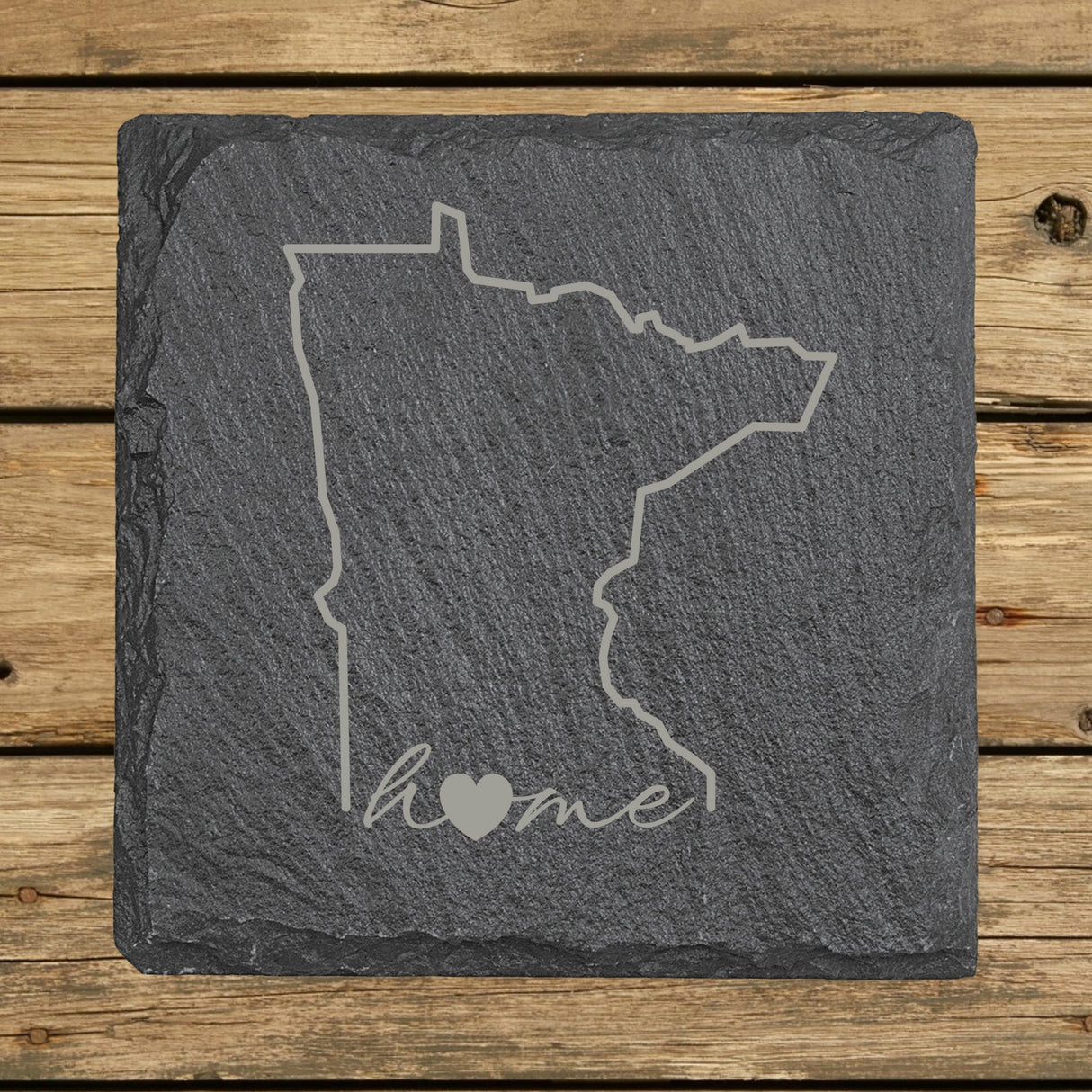 Minnesota Slate Coaster Set – Engraved Natural Stone (Set of 4)