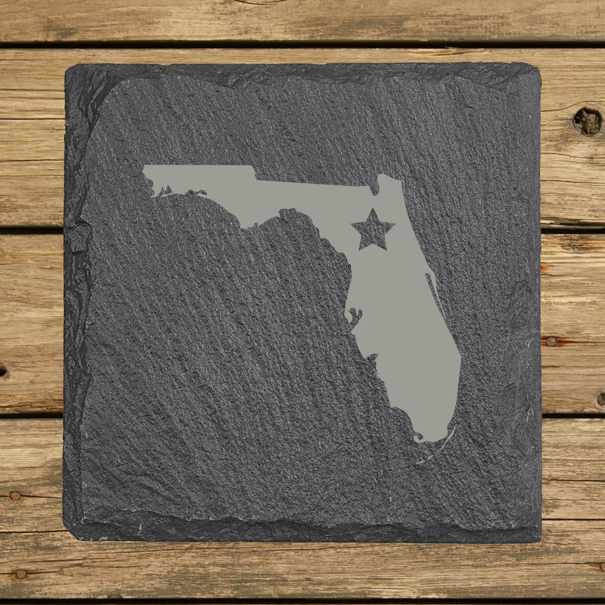 Florida Slate Coaster Set – Engraved Natural Stone (Set of 4)