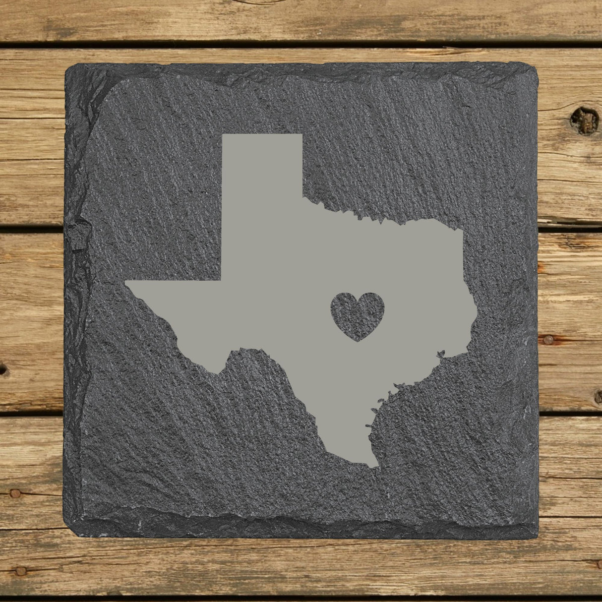 Texas Slate Coaster Set – Engraved Natural Stone (Set of 4)