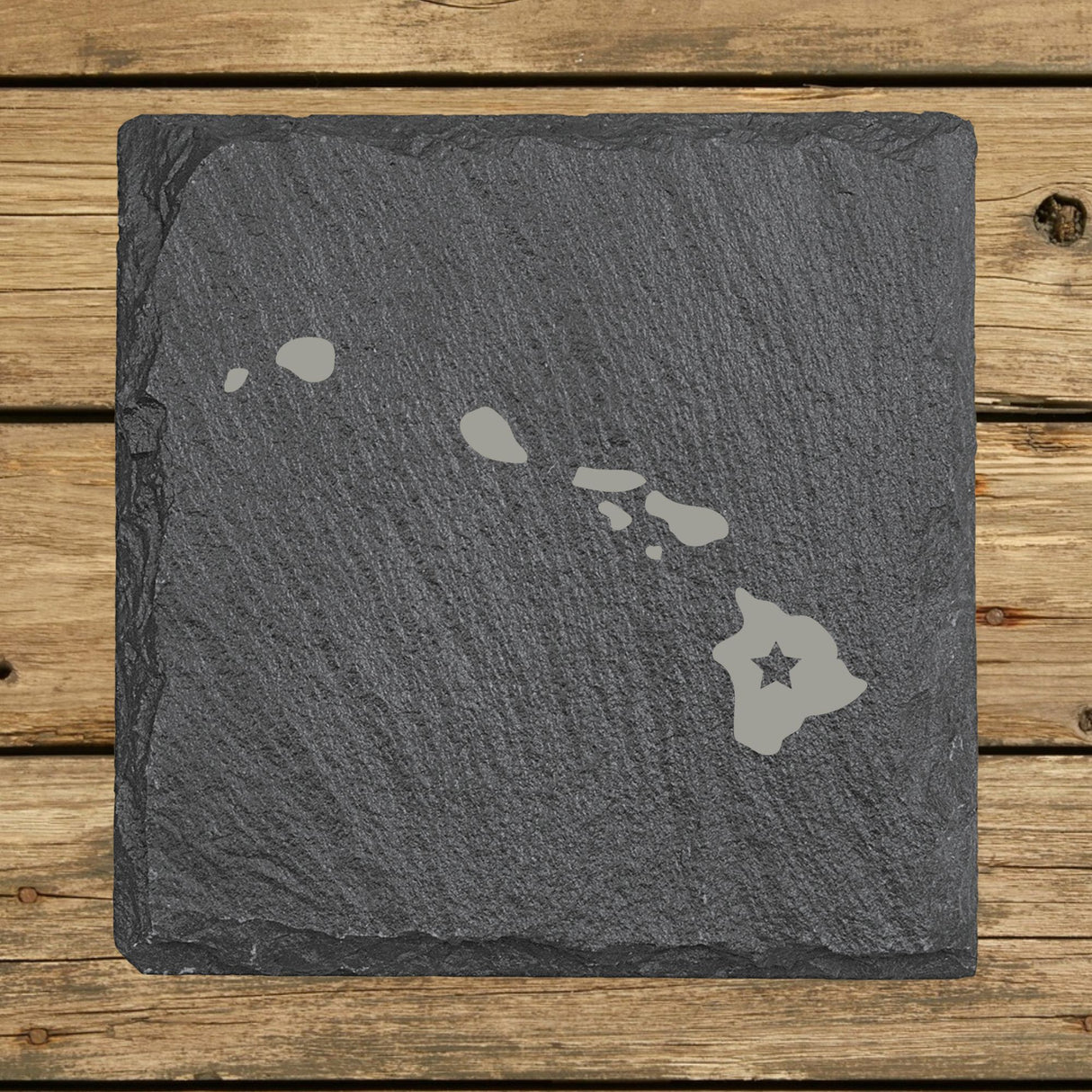 Hawaii Slate Coaster Set – Engraved Natural Stone (Set of 4)