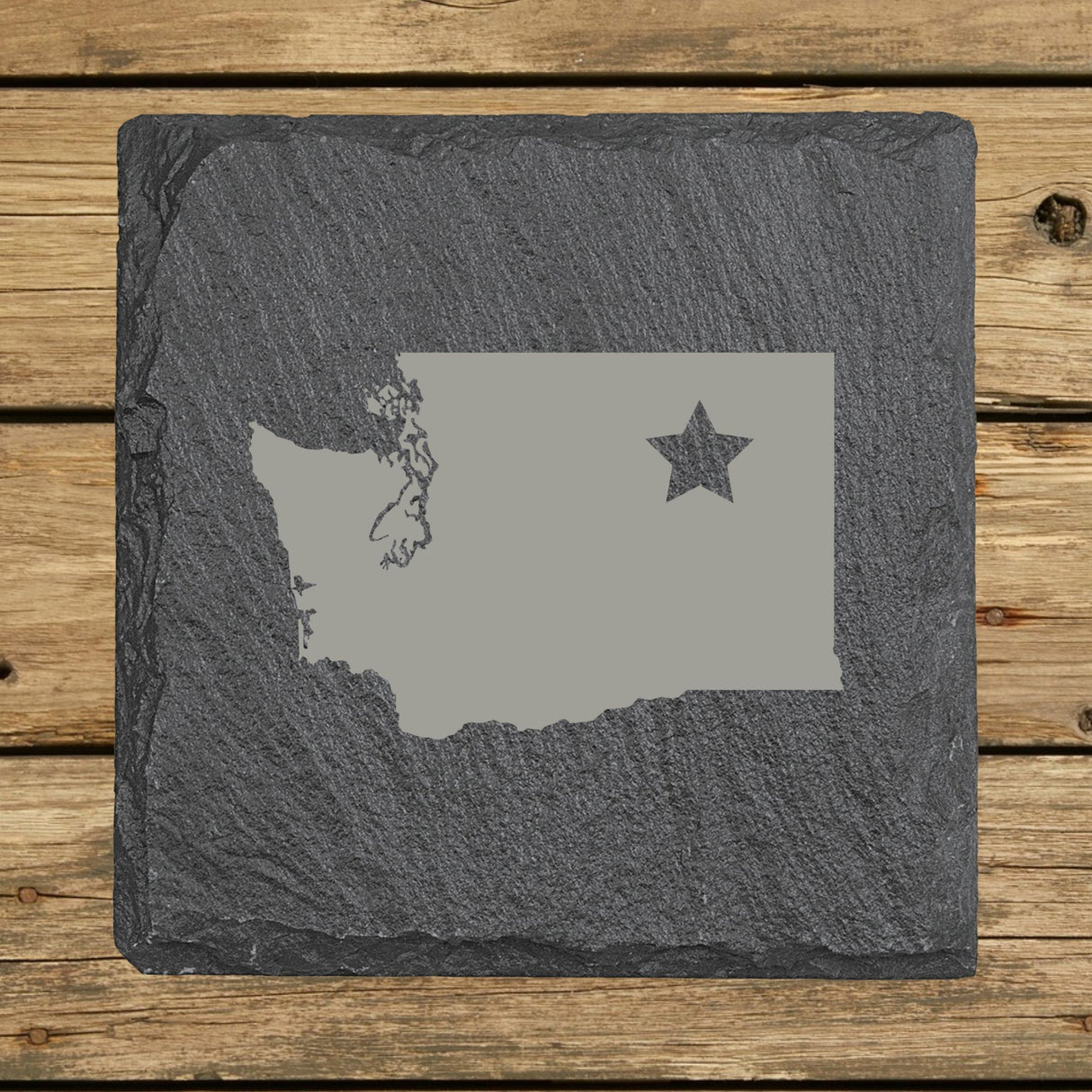 Washington Slate Coaster Set – Engraved Natural Stone (Set of 4)