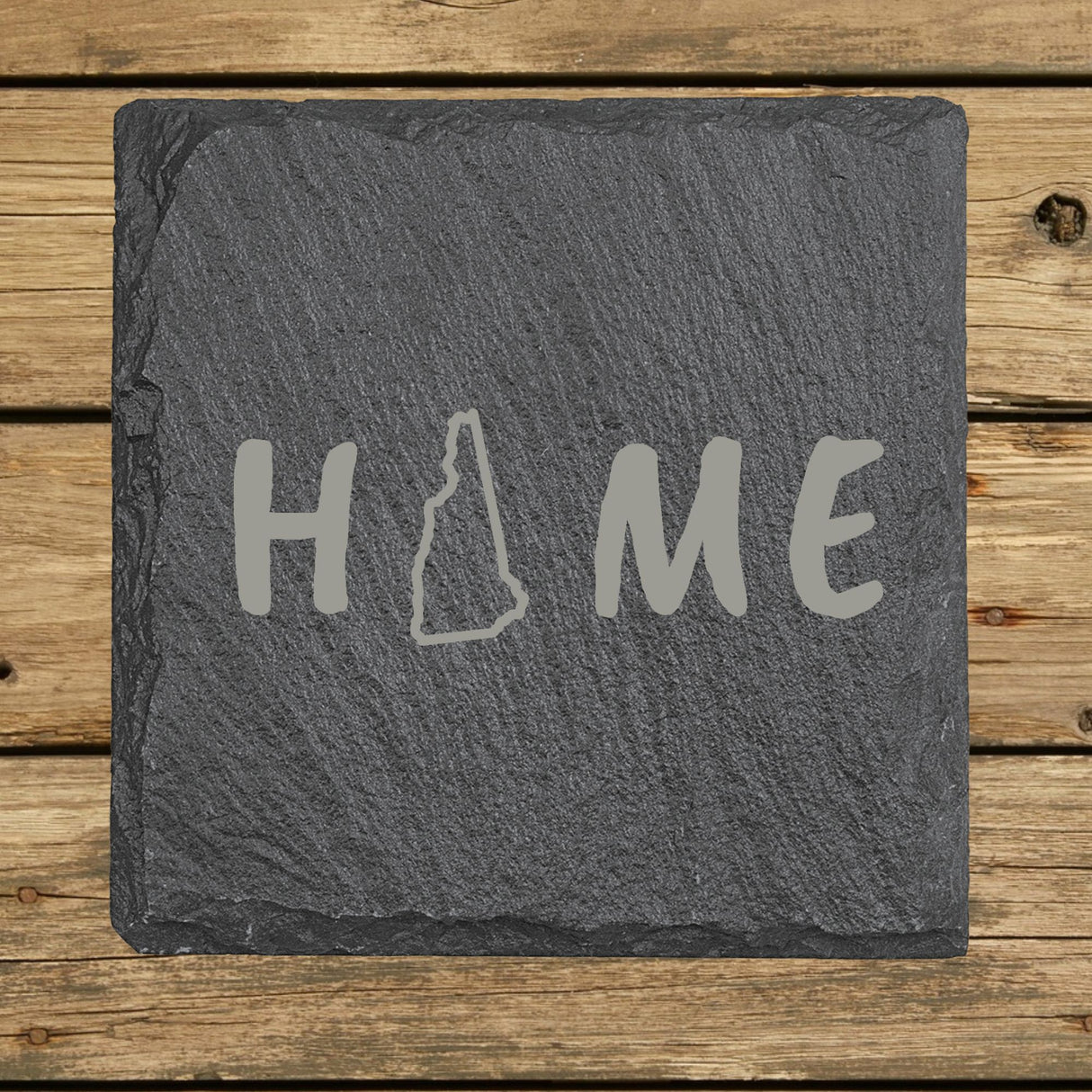New Hampshire Slate Coaster Set – Engraved Natural Stone (Set of 4)