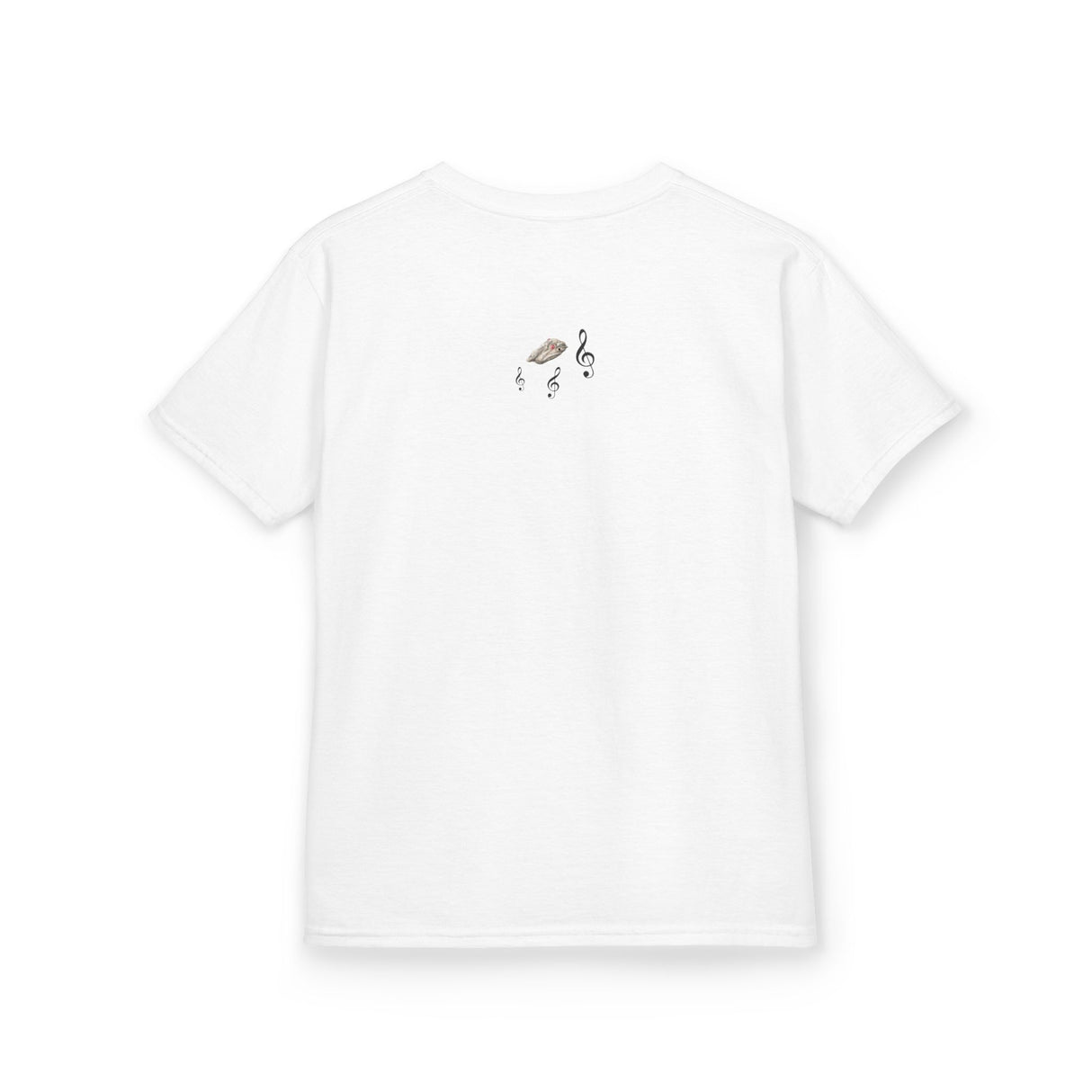 Kids Tee - Treble Maker Design Hand Drawn by Flounder's Mom, Nina Featuring Flounder the Purrmaid Playing Piano for Mouse Toy