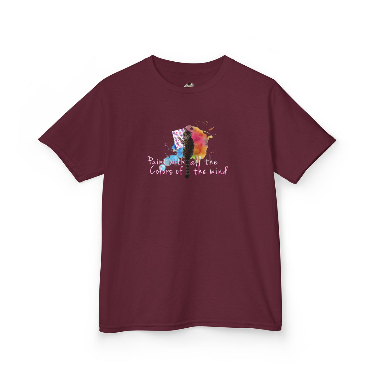 Kids Tee — “Paint With All The Colors Of The Wind” Flounder the Purrcasso Kids T-Shirt