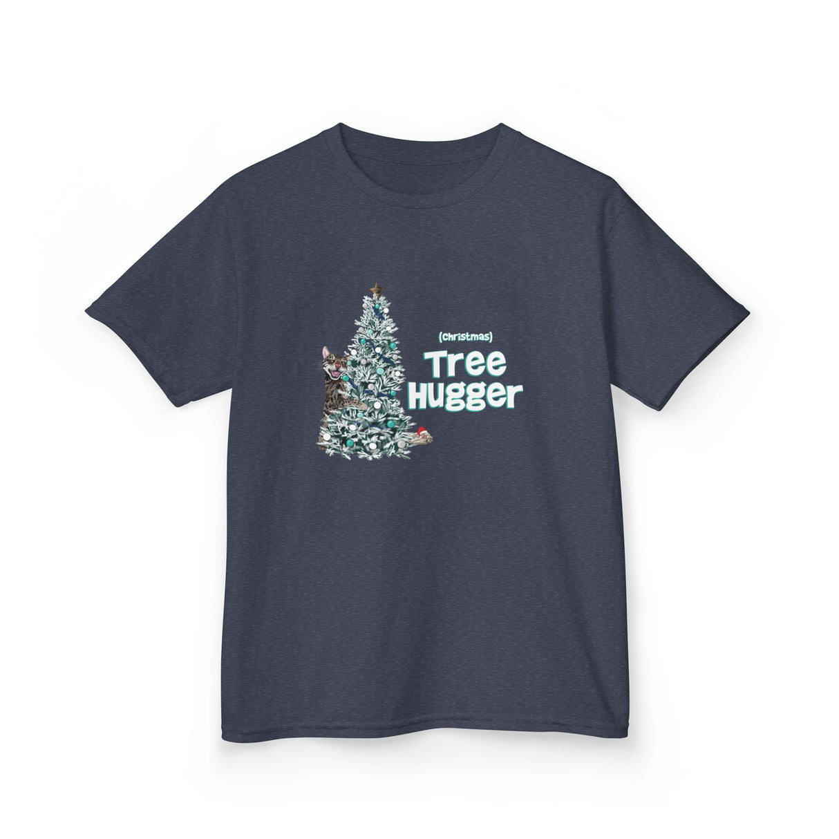 Kids Tee Christmas Tree Hugger Flounder the Purrmaid Design
