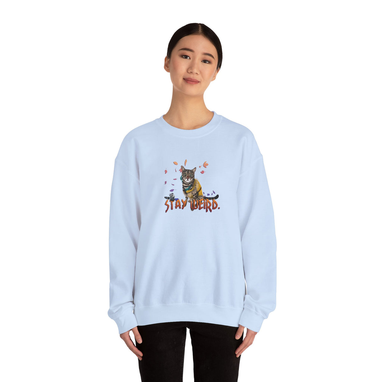 Stay Weird Sweatshirt — Hand-Drawn Flounder & Mouse Toy Hug Crewneck