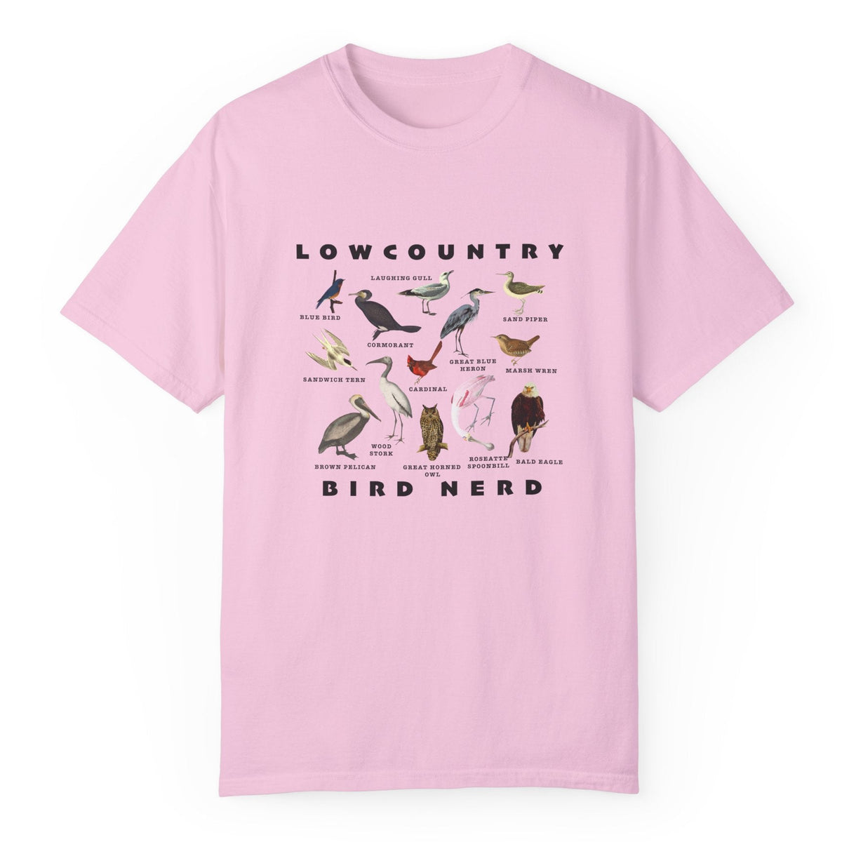 Lowcountry Bird Nerd bird species tee in blossom