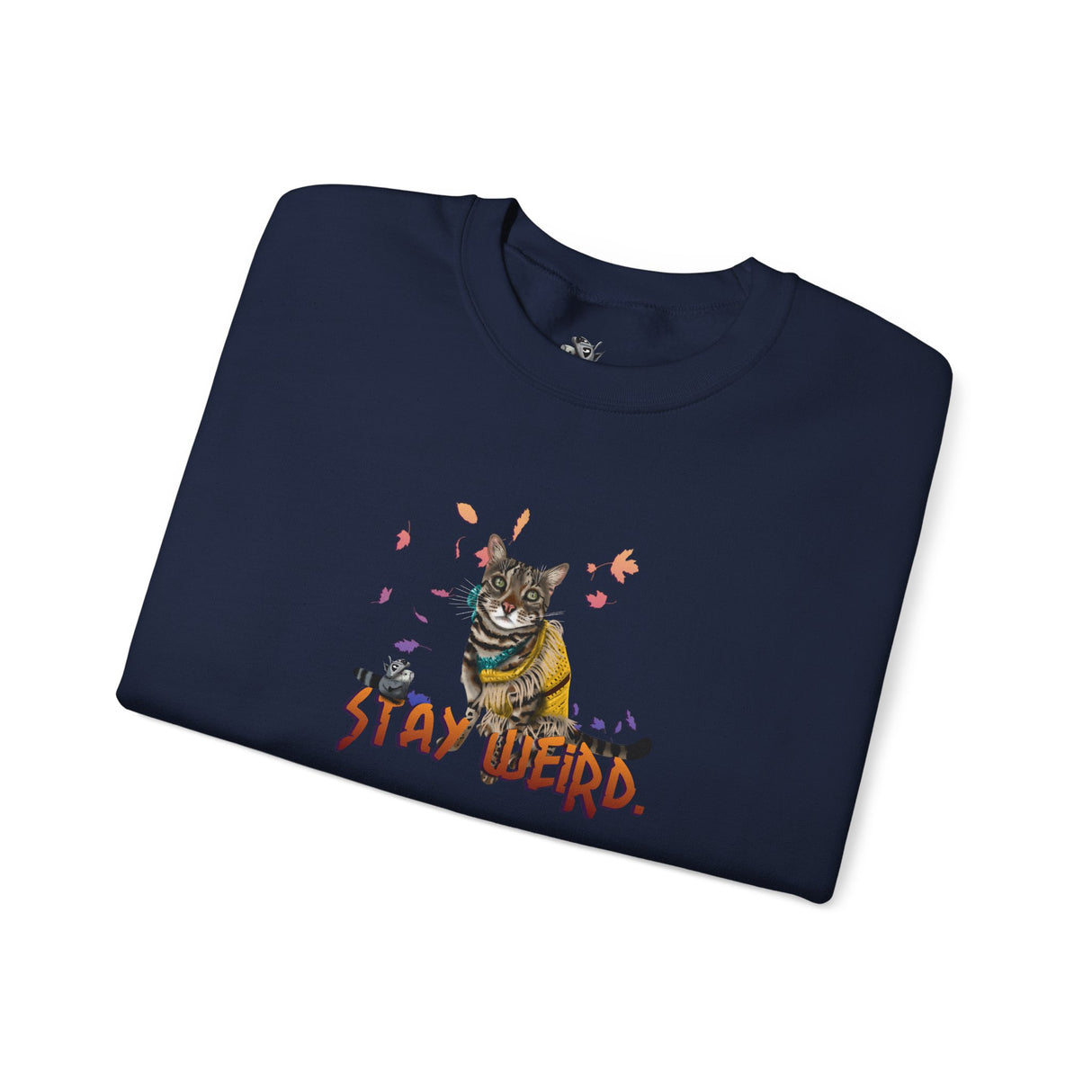 Stay Weird Sweatshirt — Hand-Drawn Flounder & Mouse Toy Hug Crewneck