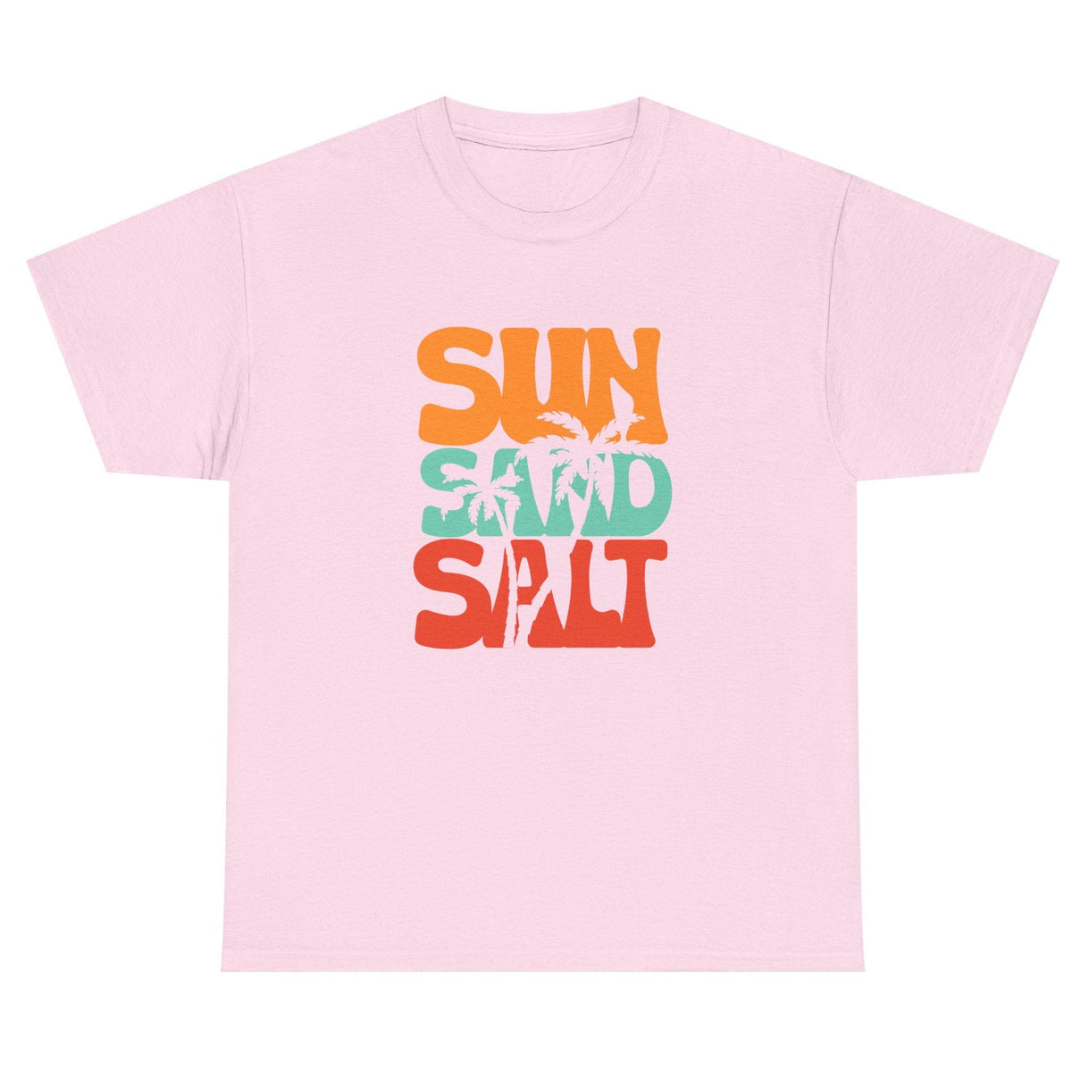 Sun, Sand, Salt cotton tee in light pink