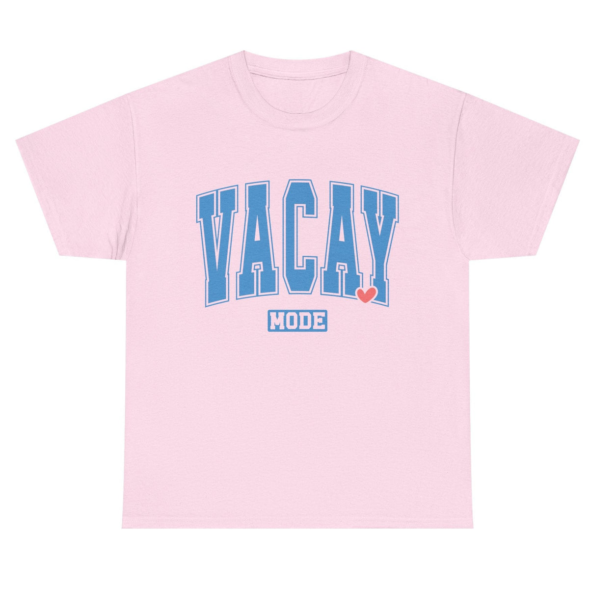 Vacay Mode cotton tee in light pink