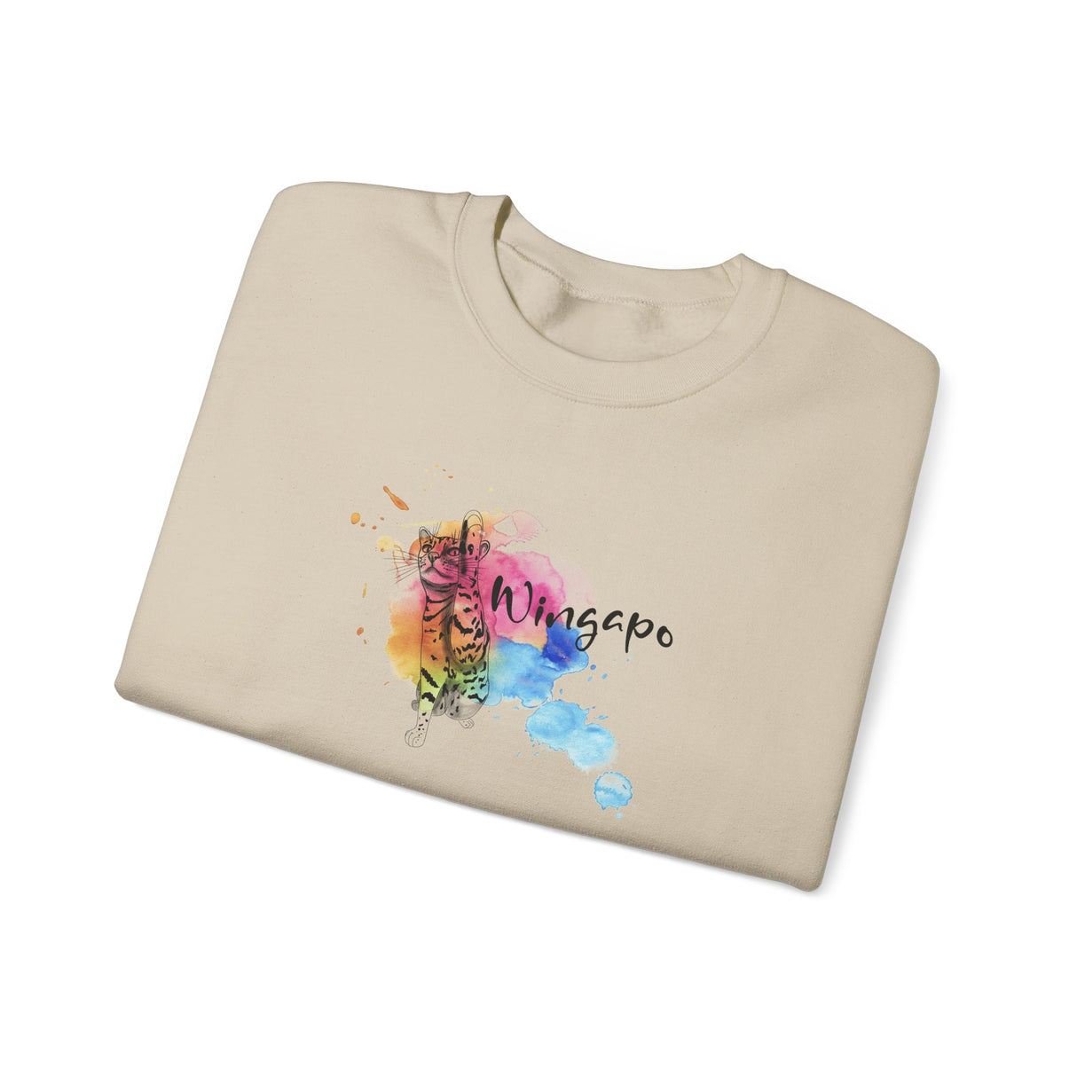 Crewneck Sweatshirt - Wingapo Watercolor Design featuring Flounder the Purrmaid