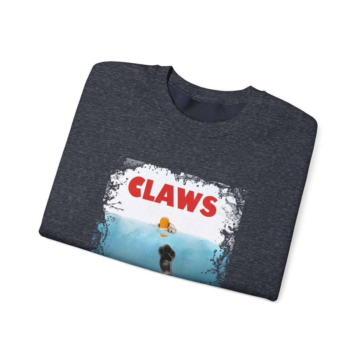 Funny Cat 'Claws' Unisex Crewneck Sweatshirt featuring Flounder and Mouse Toy