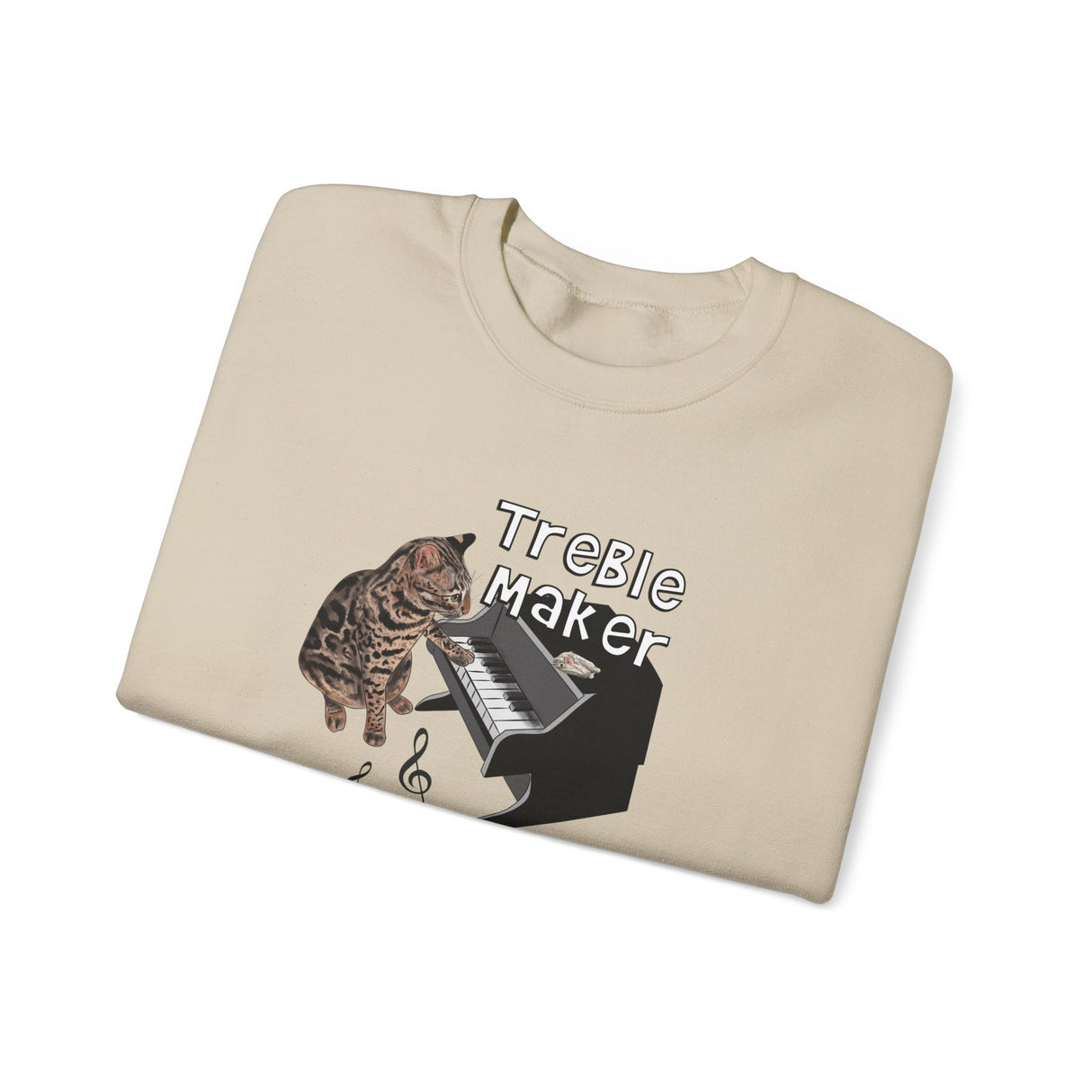 Unisex Sweatshirt - Treble Maker Design featuring Flounder the Purrmaid Playing Piano for Mouse Toy