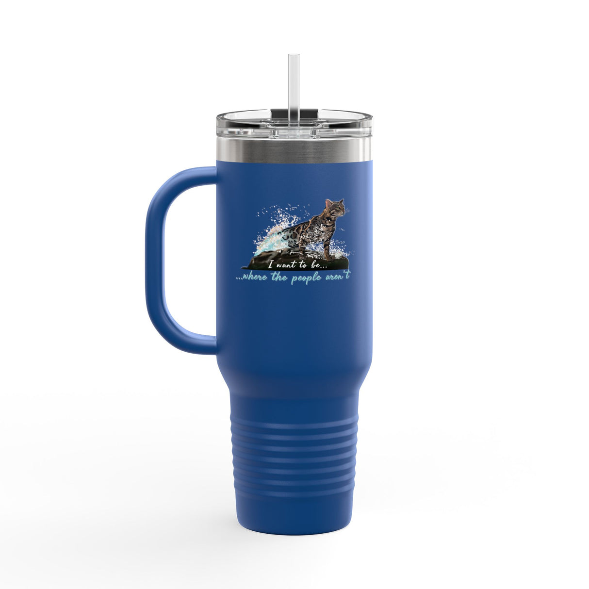 40oz Insulated Travel Mug — 'I Want to Be Where the People Aren't' Purrmaid Design