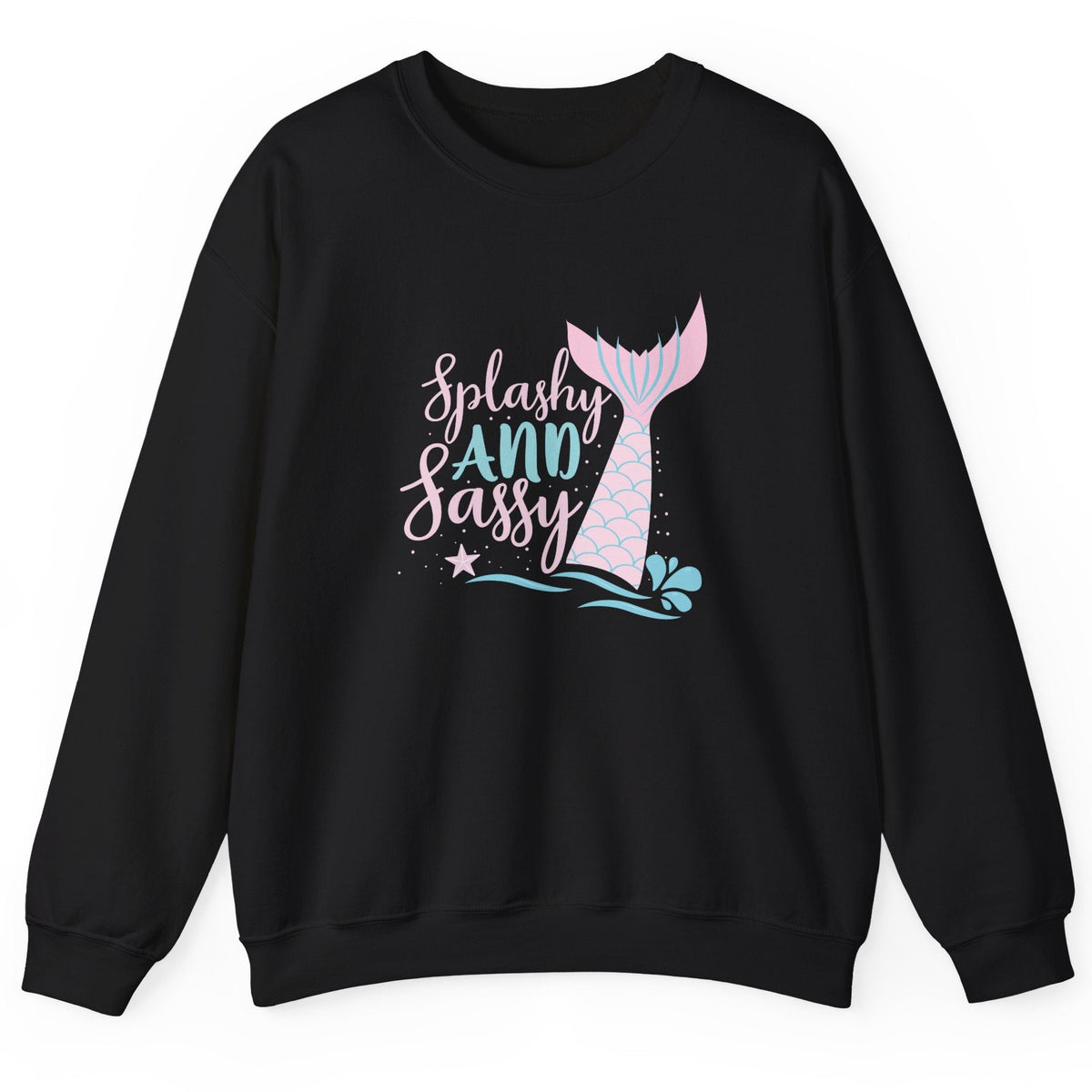Splashy and Sassy mermaid crewneck sweatshirt in black