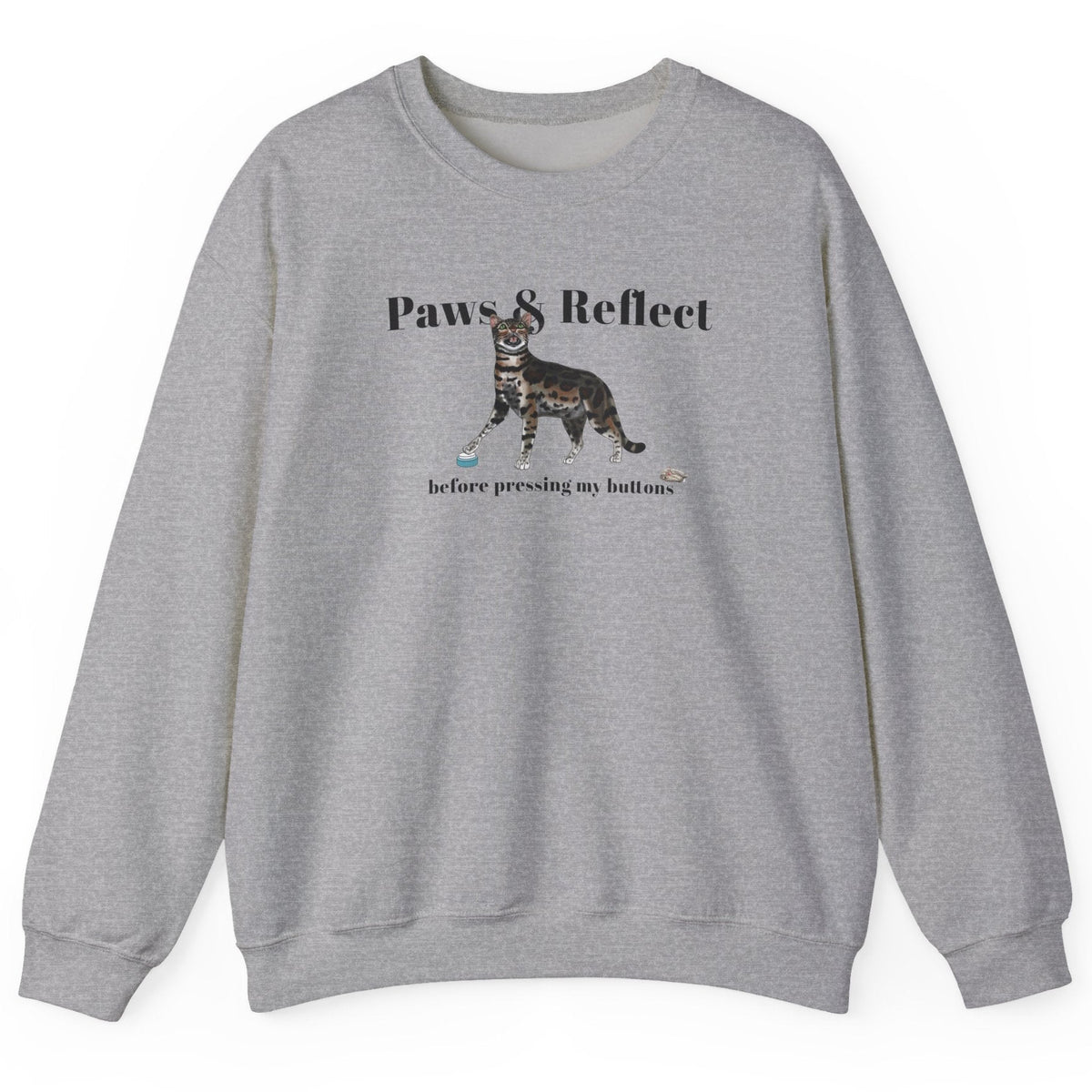 Cat Purrmaid Sweatshirt with Paws and Reflect Design, shown in Sport Grey