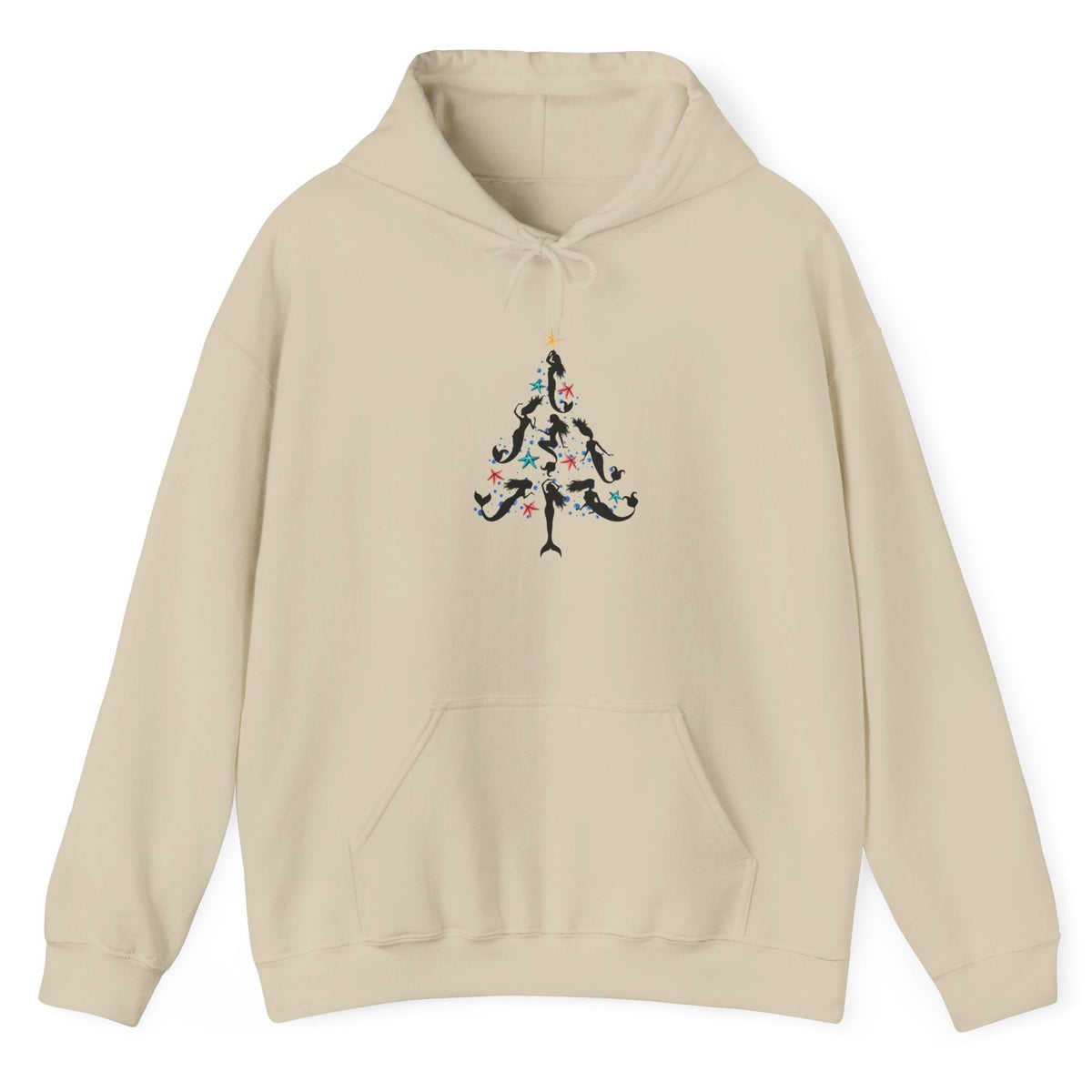 Mermaid Christmas Tree hoodie in sand