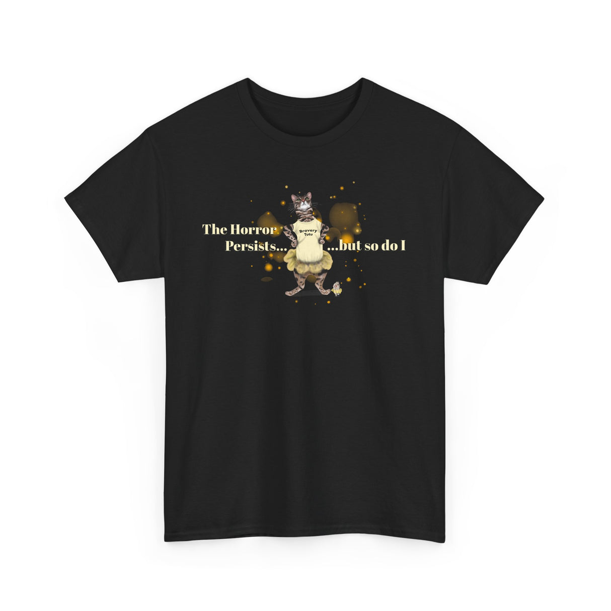 Unisex Heavy Cotton Tee - Bravery Tutu design featuring Flounder with Mouse Toy by her side