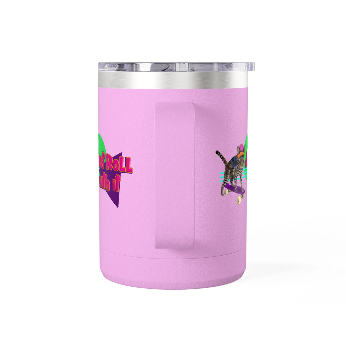 Coffee Mug Tumbler - Just Roll with it Flounder the Purrmaid Design by Nina, 15oz