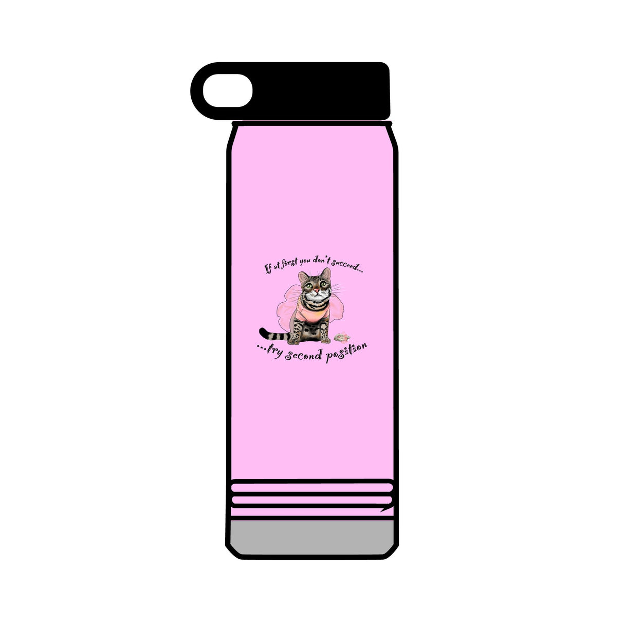 Water Bottle, Ballerina Design featuring Flounder and Mouse Toy - 32oz