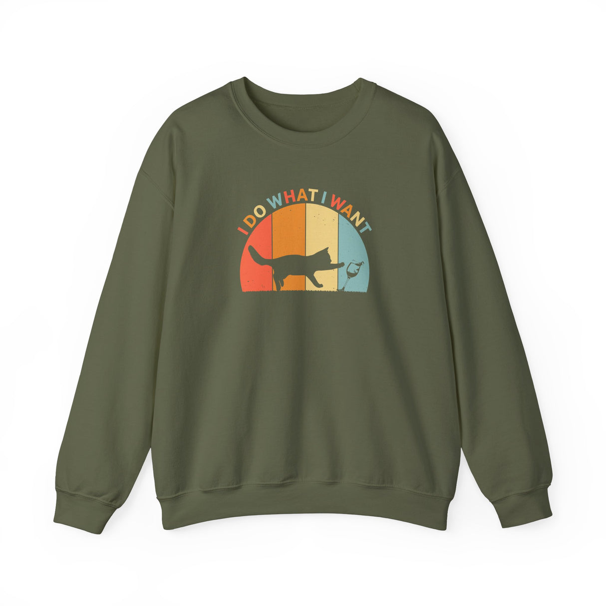 Crewneck Sweatshirt - 'I do what I want' Cat Retro Style