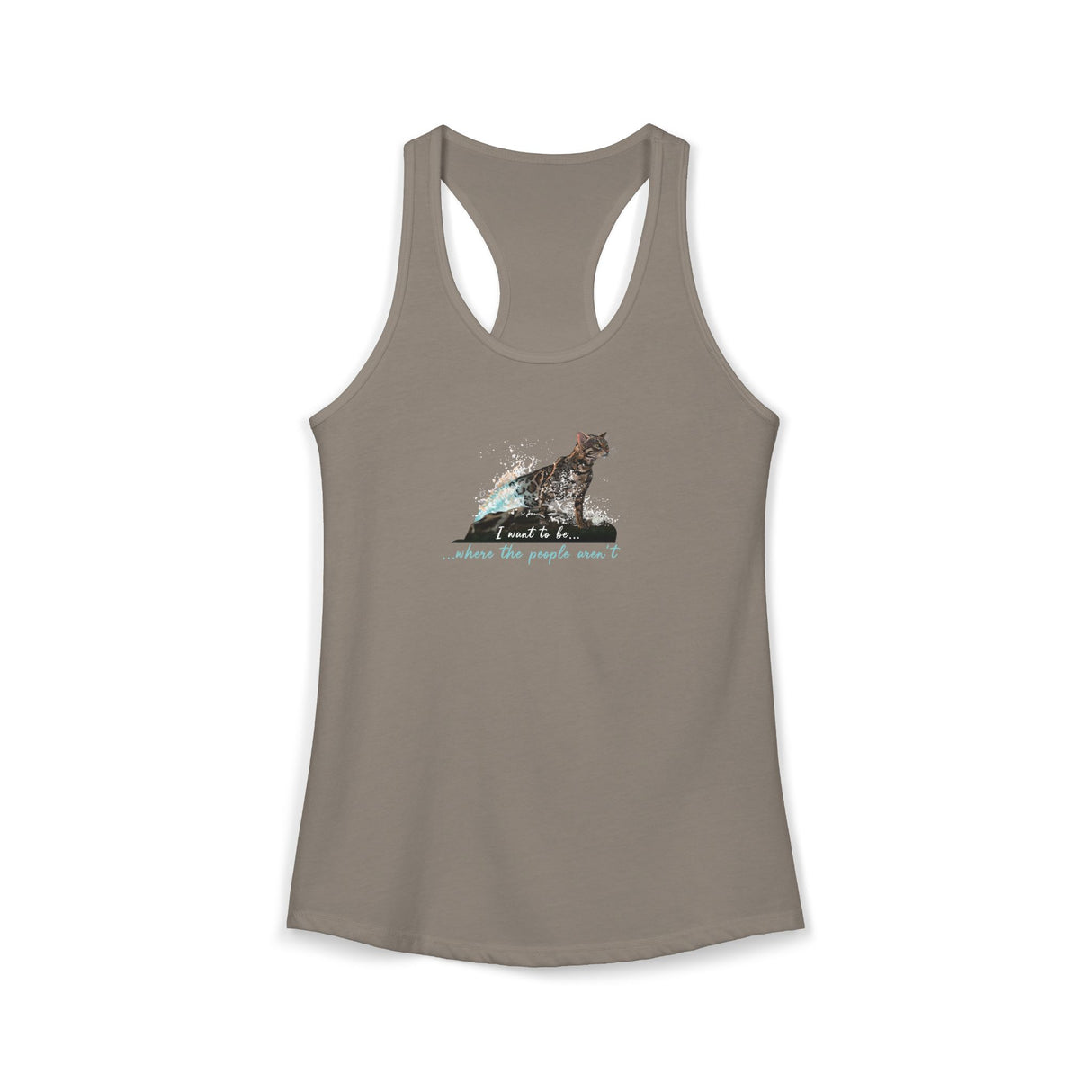 Purrmaid Flounder Racerback Tank — "I Want to Be Where the People Aren't"