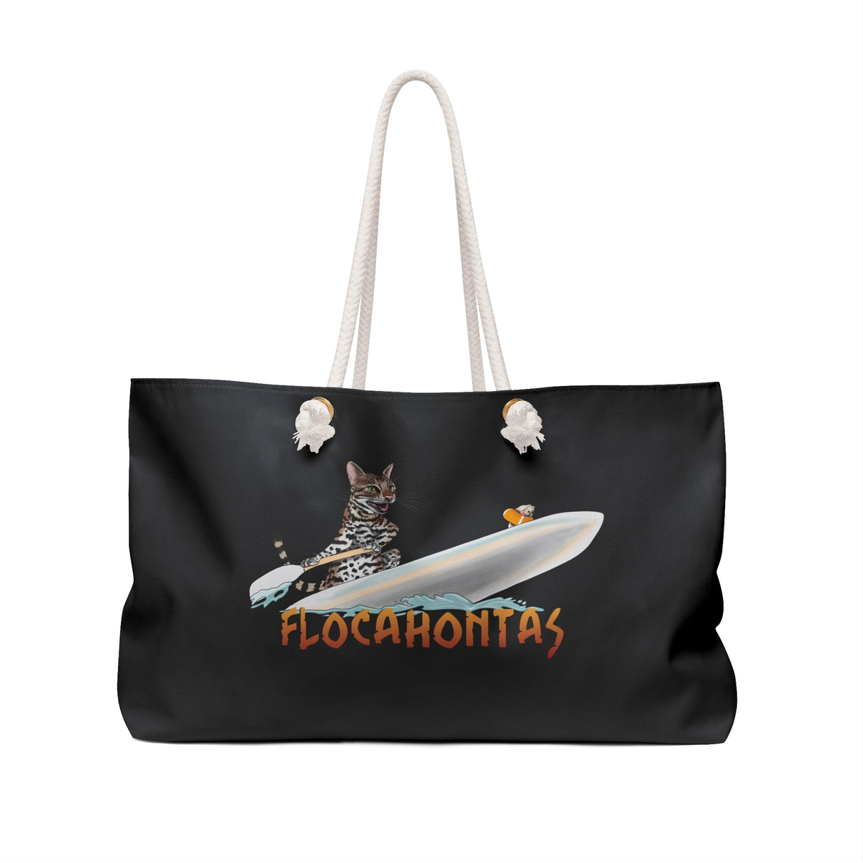 Black Weekender Bag Flocahontas featuring Flounder the purrmaid and Mouse Toy