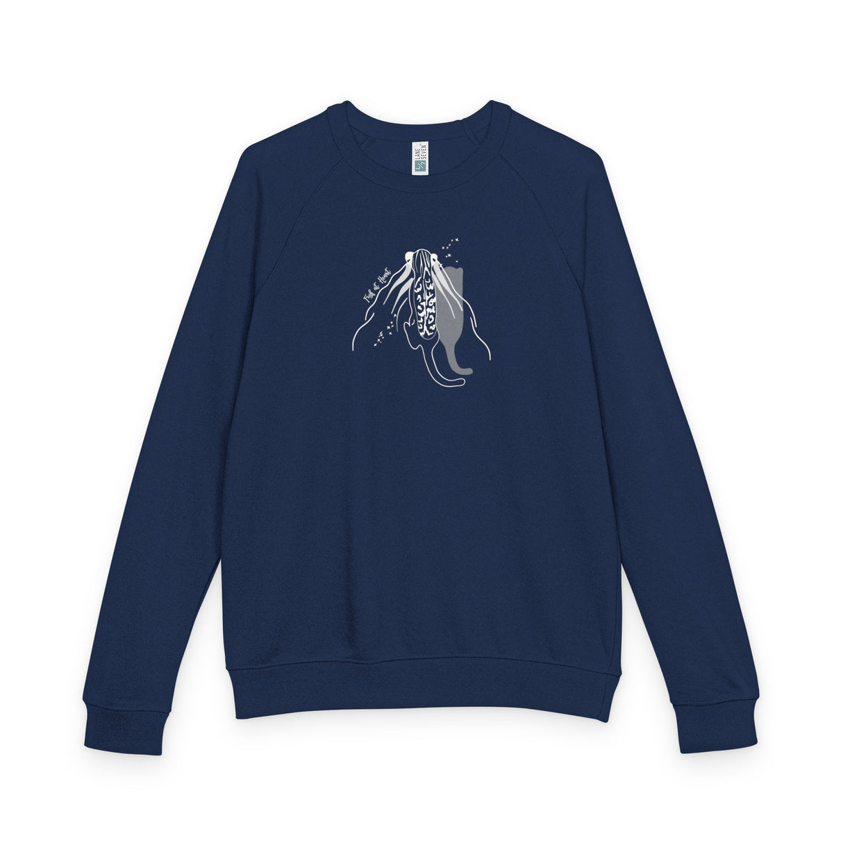 Raglan Crewneck Sweatshirt - Fish at Heart Flounder Purrmaid Inspired Design
