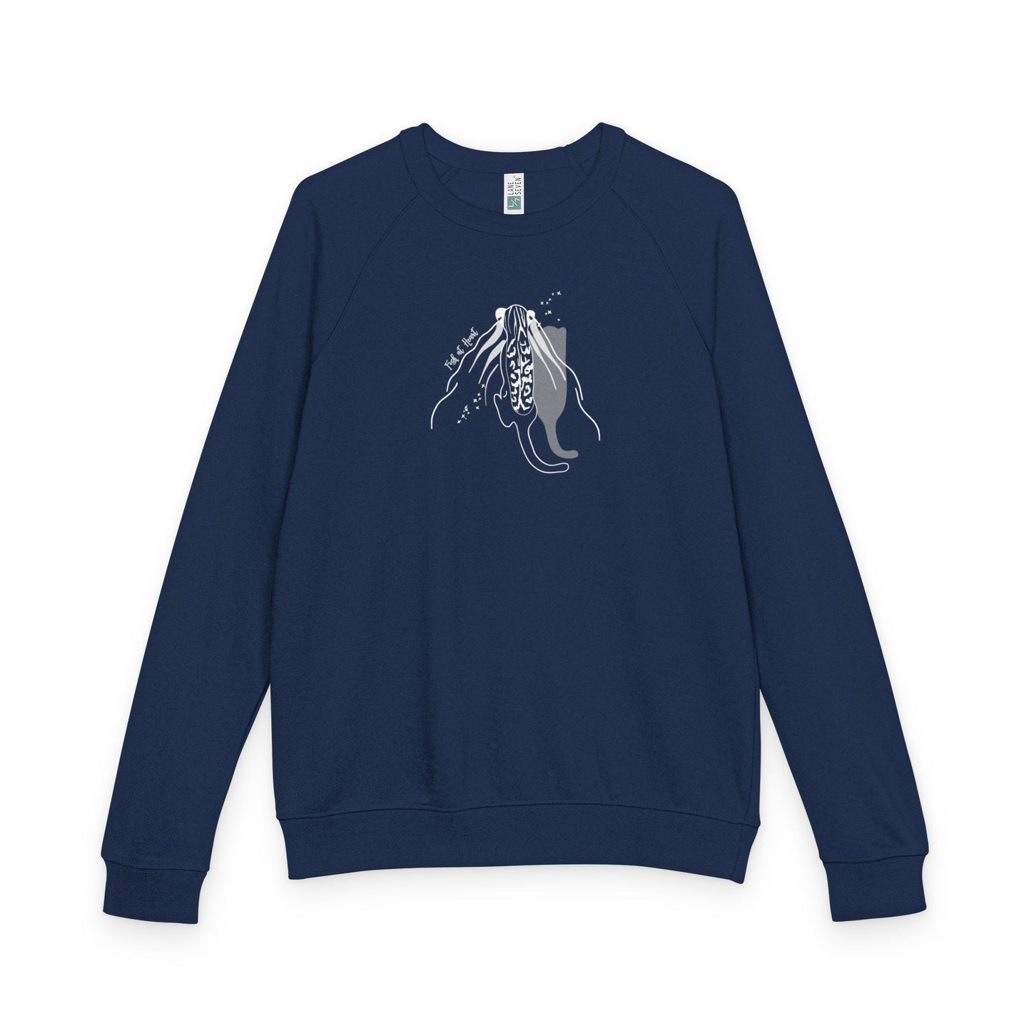 Raglan Crewneck Sweatshirt - Fish at Heart Flounder Purrmaid Inspired Design