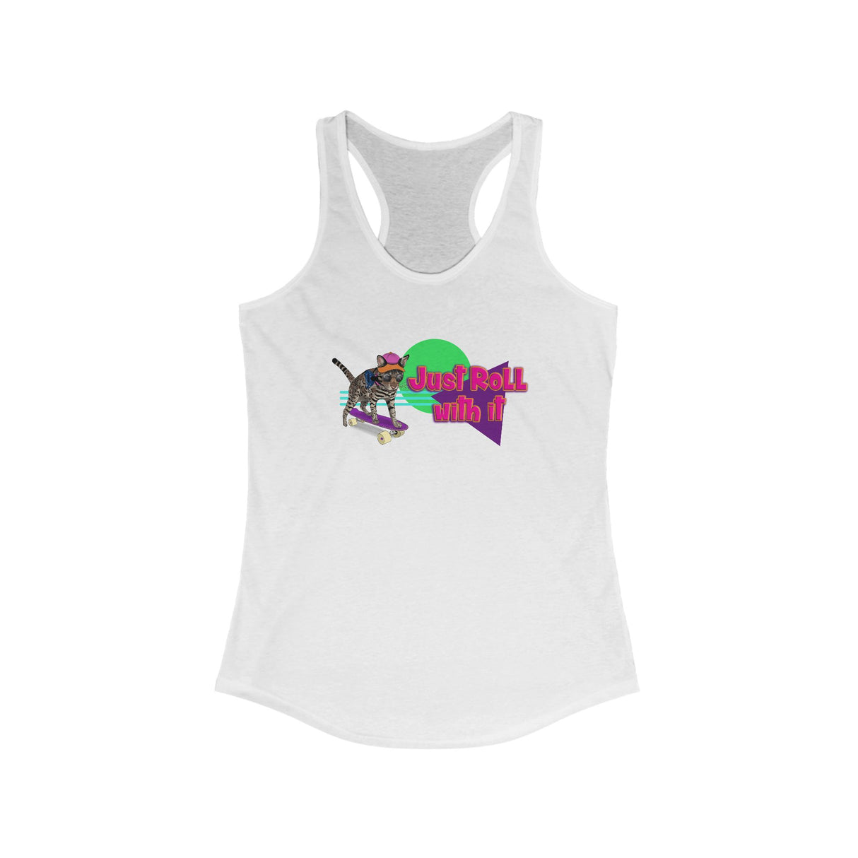 Tank Top - Just Roll with it Flounder the Purrmaid Skateboard Sunglasses Design by Nina
