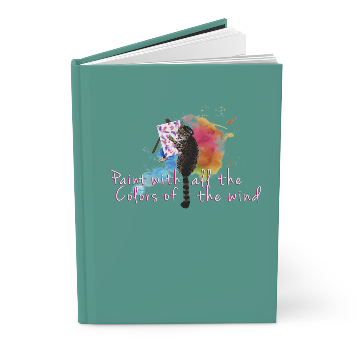 Flounder the Purrcasso Hardcover Journal — "paint with all the colors of the wind" Art Notebook