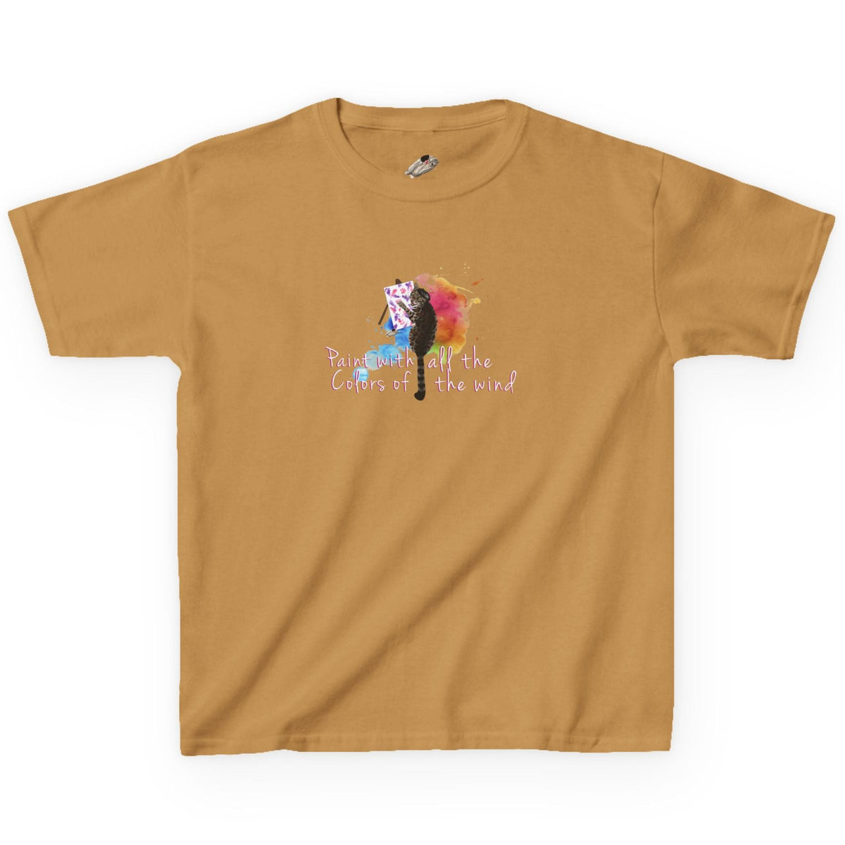 Kids Tee - “Paint With All The Colors Of The Wind” Flounder the Purrcasso Kids T-Shirt, additional product photo 1