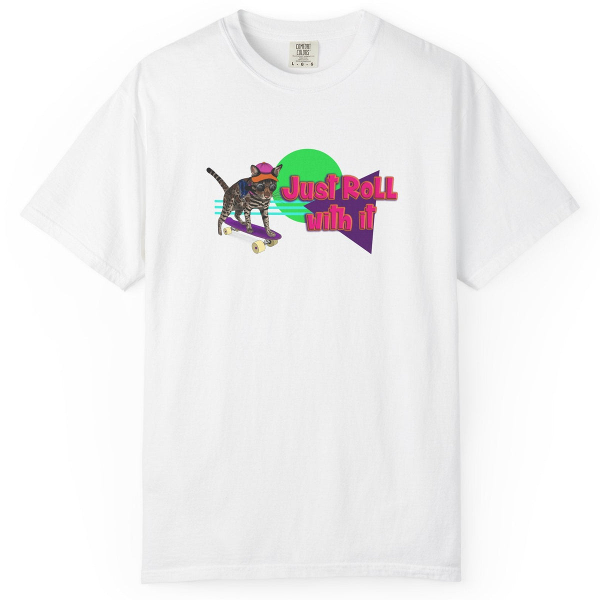 Graphic Tee - Just Roll with it featuring Flounder the Purrmaid, shown in White