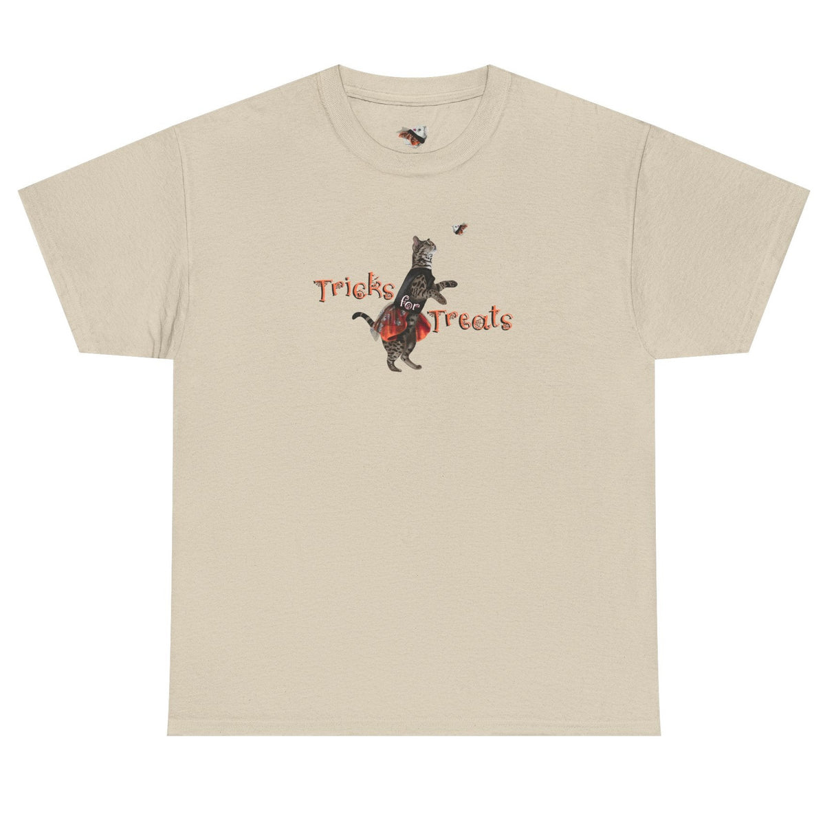 Tricks for Treats Flounder Halloween Ballet T-Shirt, shown in Sand