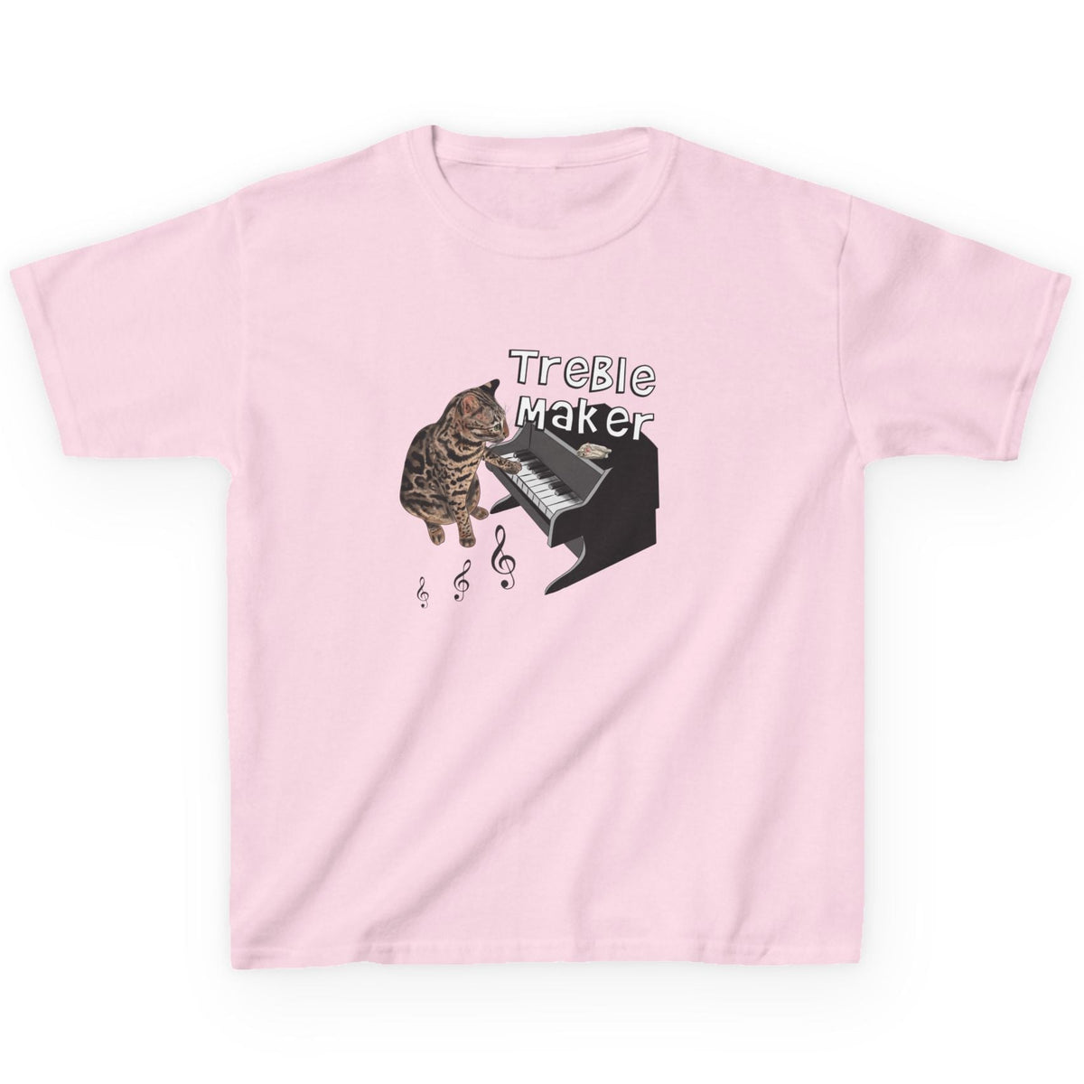 Kids Tee - Treble Maker Design Hand Drawn by Flounder's Mom, Nina Featuring Flounder the, shown in Light Pink