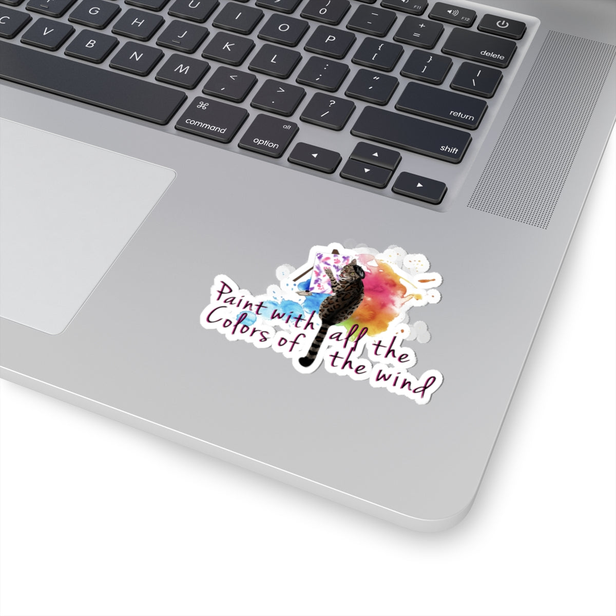 Paint With All the Colors of the Wind — Flounder the Purrcasso Kiss-Cut Sticker