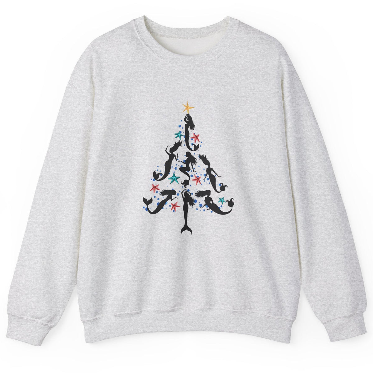 Mermaid Christmas Tree crewneck sweatshirt in ash
