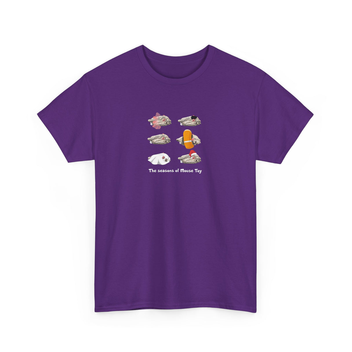 Seasons of Mouse Toy Unisex Tee - Santa Hat, Yamaka, Halloween Ghost, Ballet Tutu, Life Vest - Hand Drawn by Nina