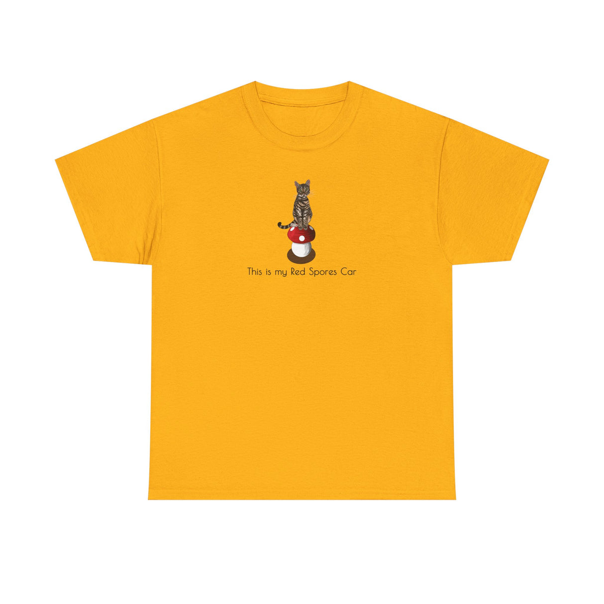 Red Spores Car Unisex Heavy Cotton Tee featuring Flounder and Mouse Toy on the Magical Mushroom