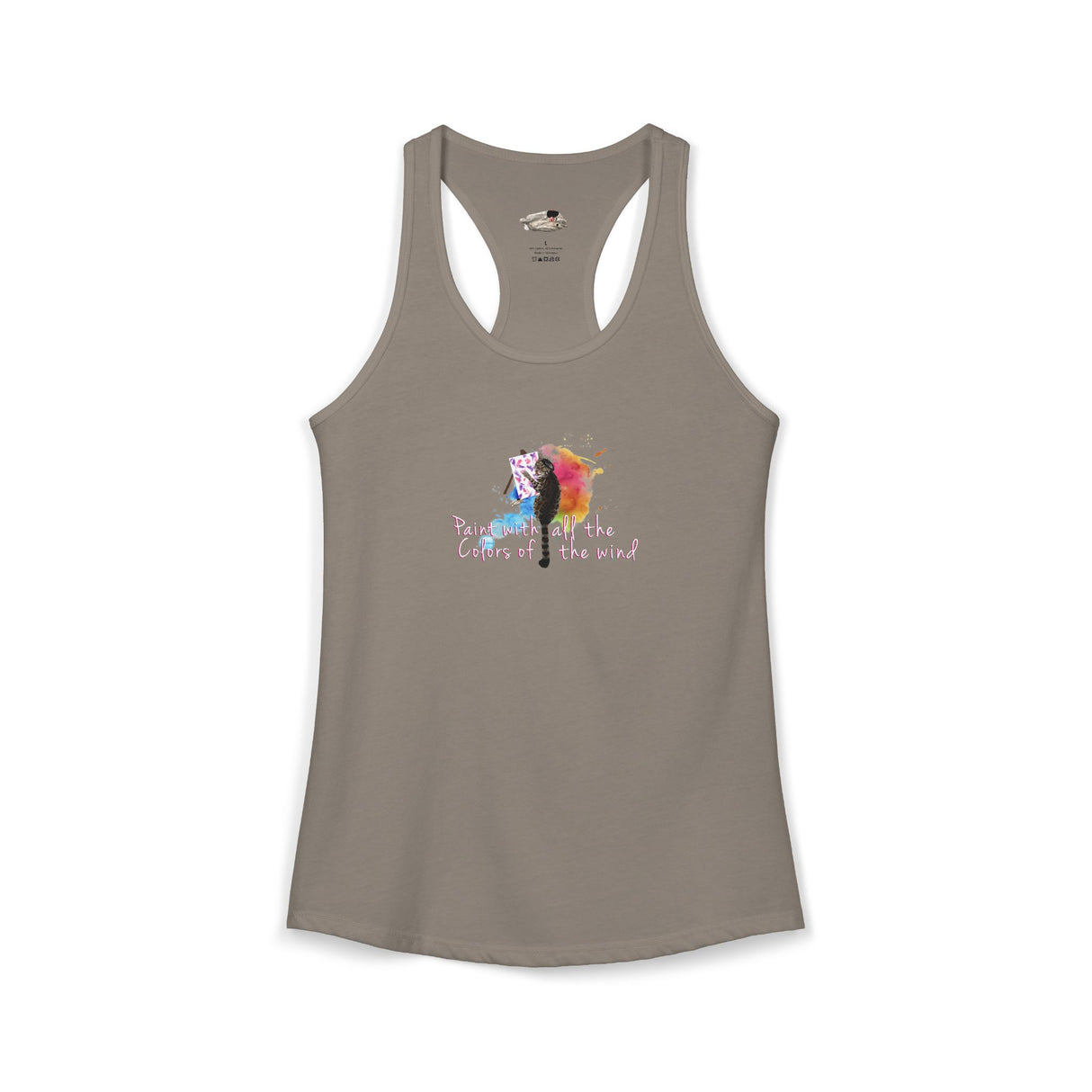 Women's Racerback Tank — "Paint With All the Colors of the Wind" Flounder the Purrcasso Art Tank