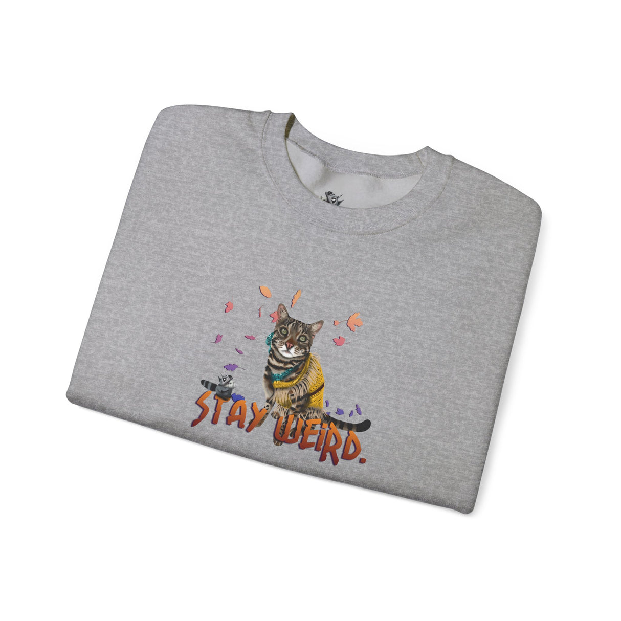 Stay Weird Sweatshirt — Hand-Drawn Flounder & Mouse Toy Hug Crewneck