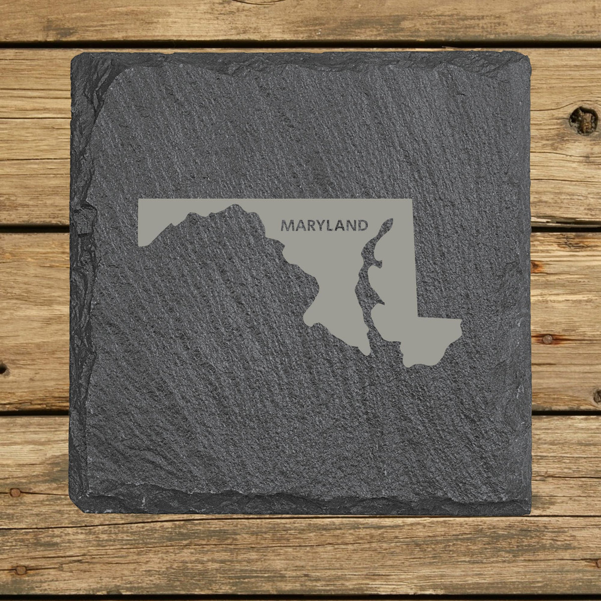Maryland Slate Coaster Set – Engraved Natural Stone (Set of 4)