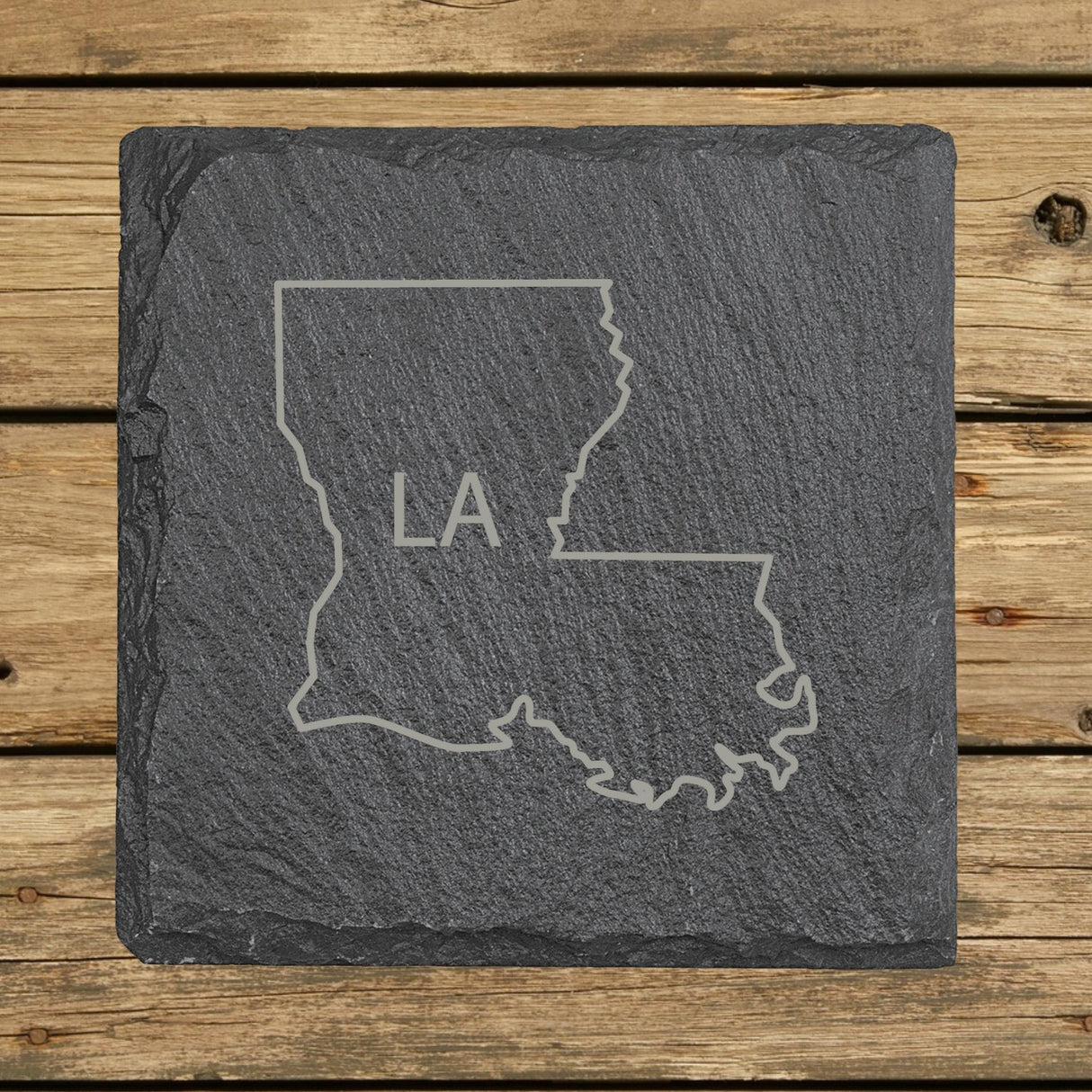 Louisiana Slate Coaster Set – Engraved Natural Stone (Set of 4)
